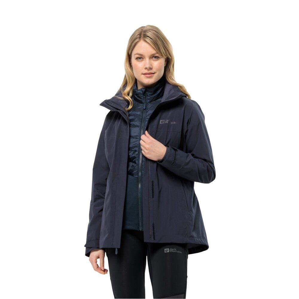 Jack Wolfskin Fleecejacke Ganzjahresjacke Luntal 3in1 (wasser- winddicht, mit Fleece-Innenjacke)