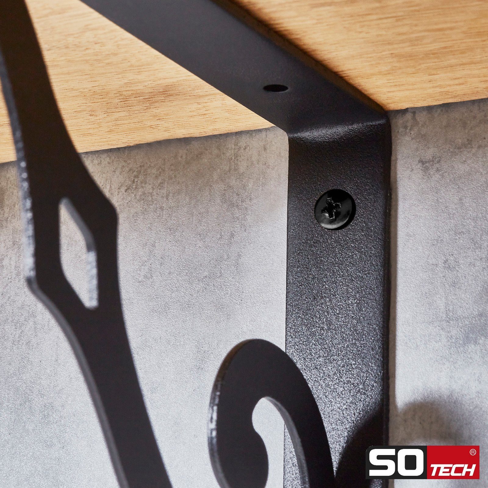 SO-TECH® Wandregalhalter Regalkonsole RK17 schwarz Tragkraft max. 30 kg pro Paar, 1-tlg., 250 x 170 mm
