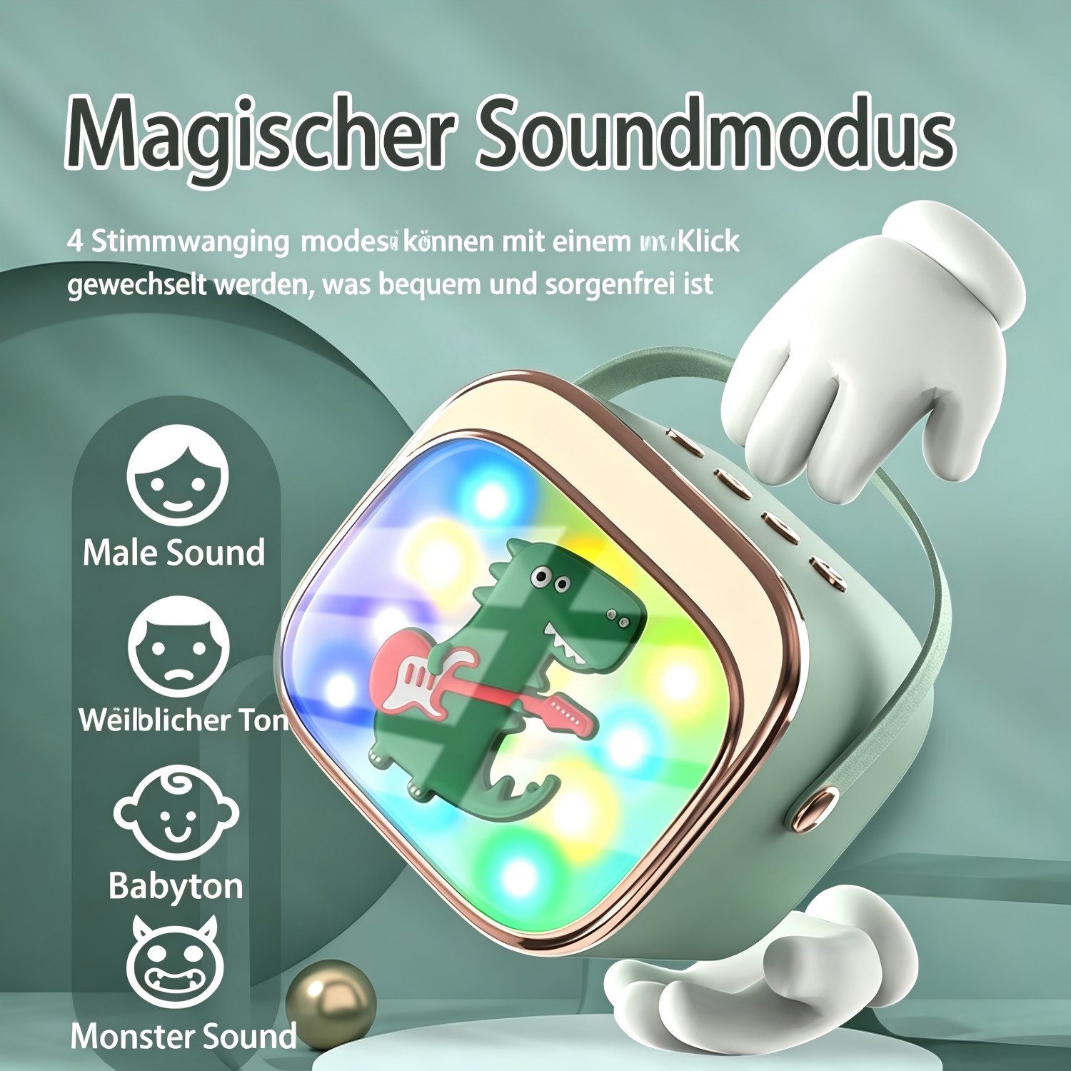 ibettertec Mikrofon Mini Bluetooth-Lautsprecher Karaoke Maschine Kinder Geschenk Spielzeug (HIFI Klangqualität, Bluetooth 5.1 Verbindung, 360 Grad Surround Sound), Geschenk Spielzeug für 3-12 Jahre Karaoke-Maschine