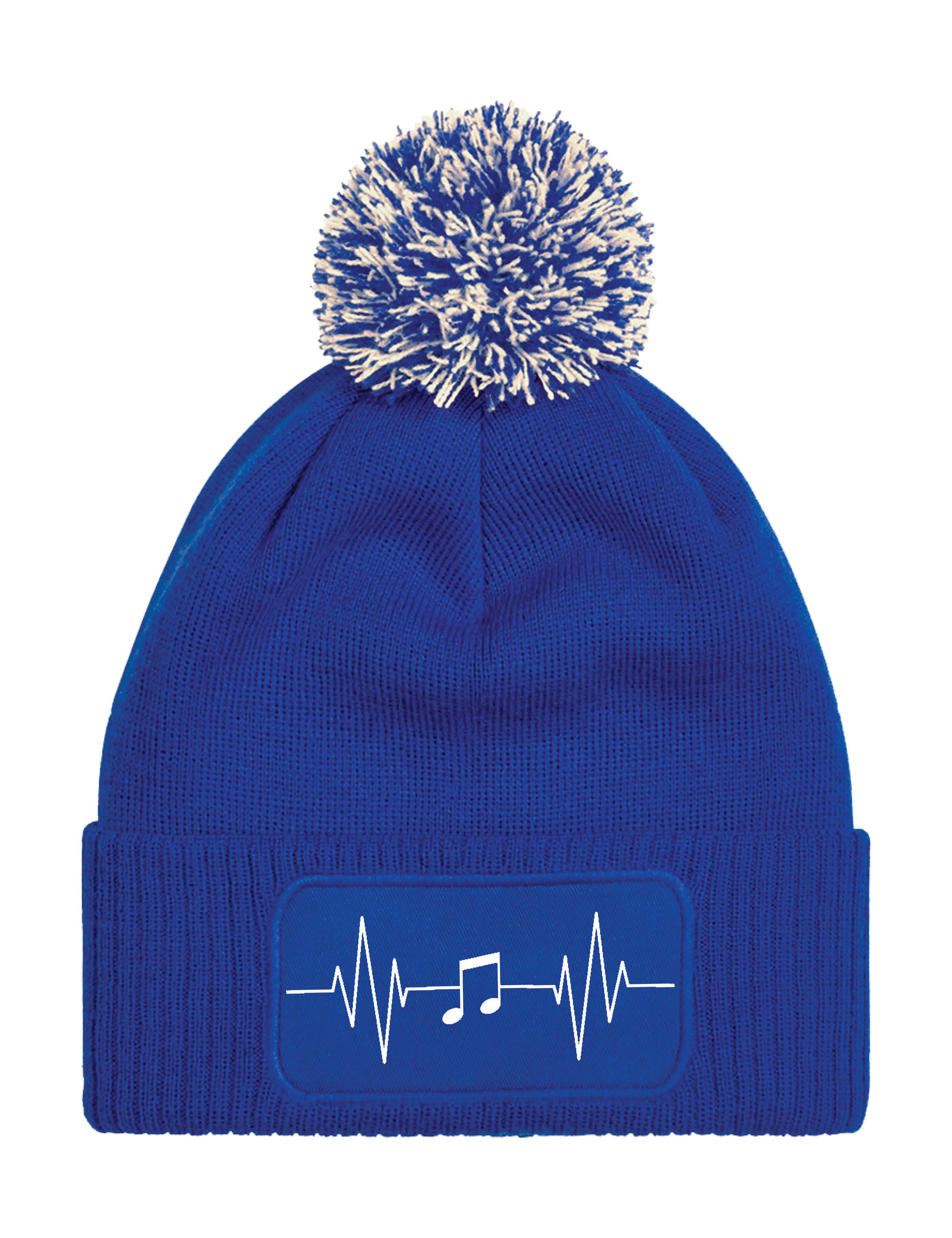 Youth Designz Beanie Unisex Strick Bommel Beanie Mütze mit Heartbeat Musik Aufdruck mit lustigen Logo für Damen und Herren