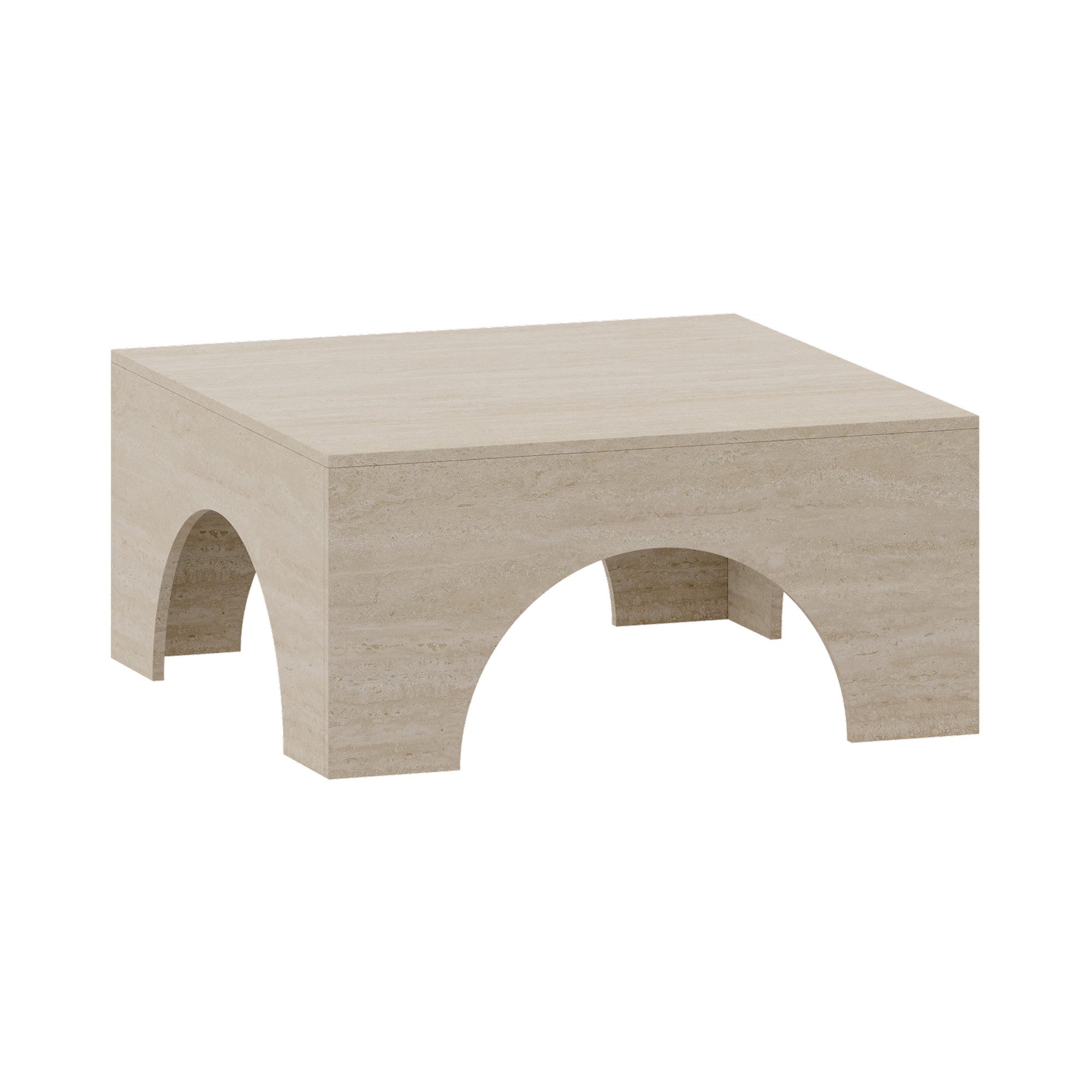 en.casa Couchtisch, »Vivatka« 80 x 80 x 37 cm quadratisch Travertin