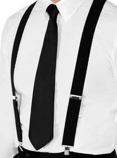 Smiffys Krawatte Hosenträger schwarz Stilvolles Accessoire für zahlreiche Kostümideen