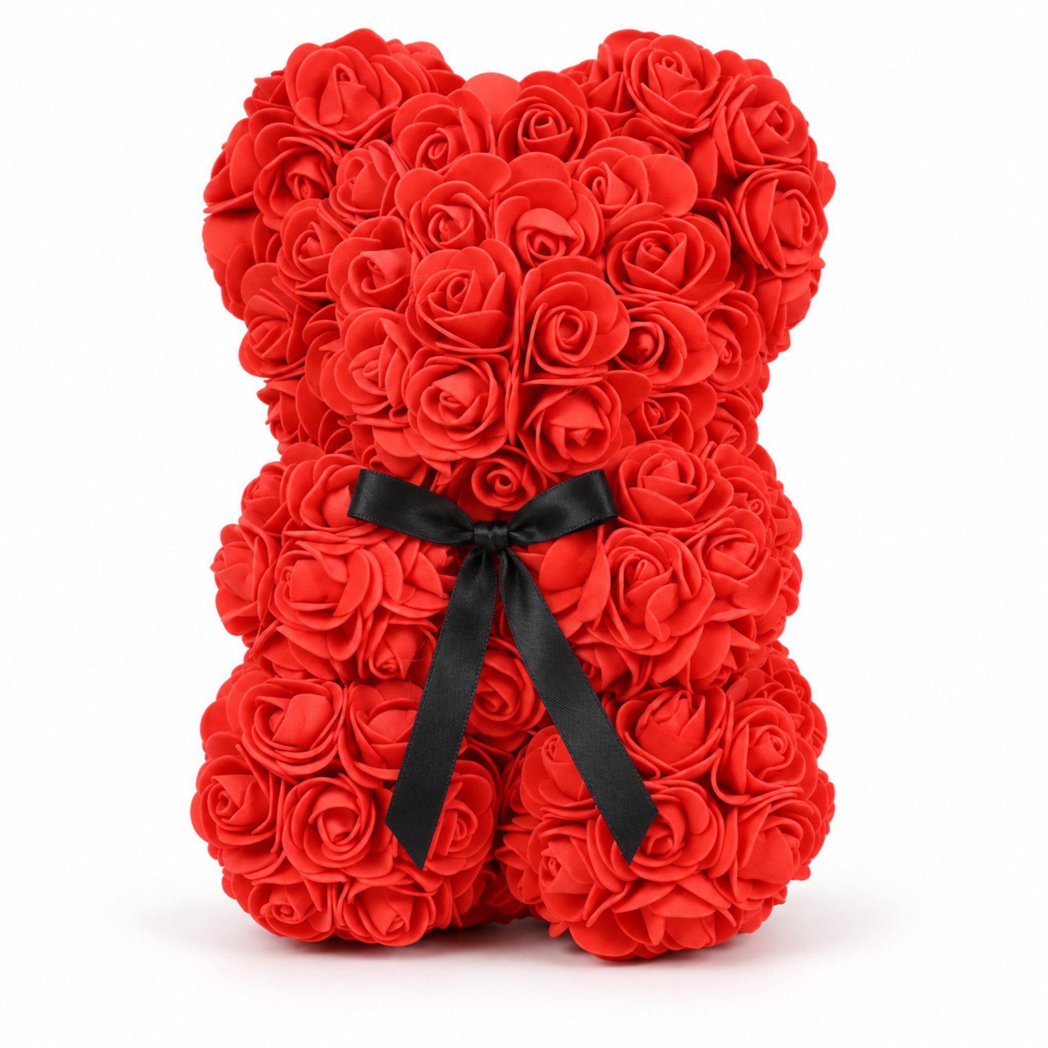 Kunstblume Rosenbär, Valentinstagsgeschenk, Ewige Rosen Figur Kunstrosen, NEXORA, Rosenbär aus ewigen Rosen, Höhe 25cm, Valentinstag Rosen, Jahrestag