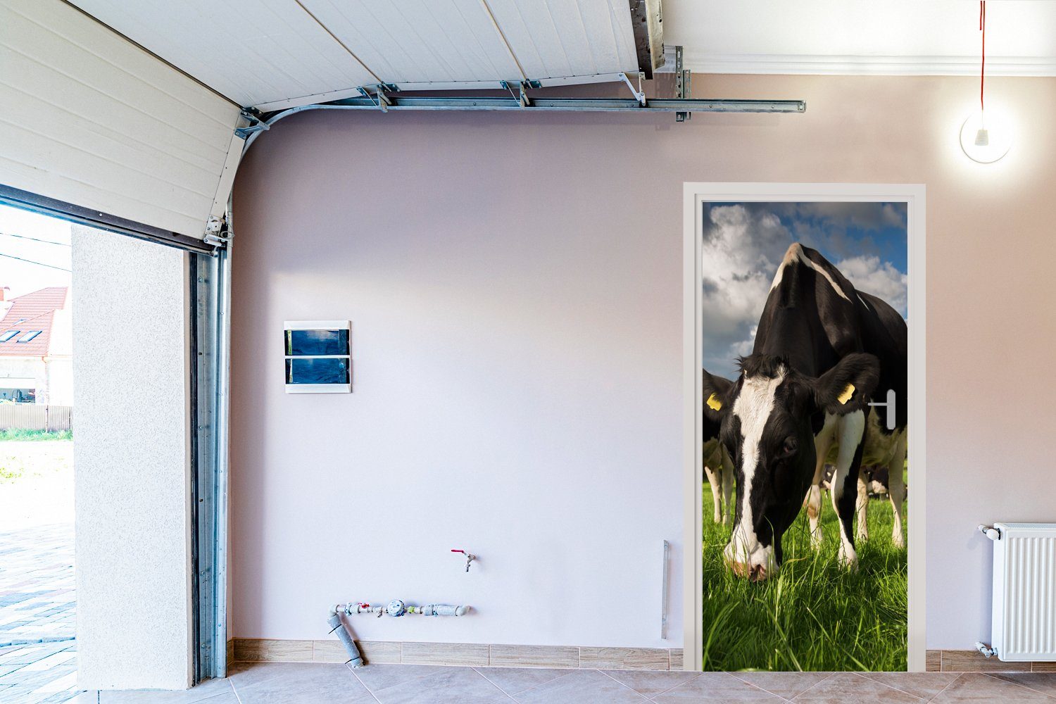 MuchoWow Türtapete Kühe - Türaufkleber, - Fototapete Tür, St), Tiere Wiese Bauernhof, für cm - - 75x205 bedruckt, (1 Gras Matt