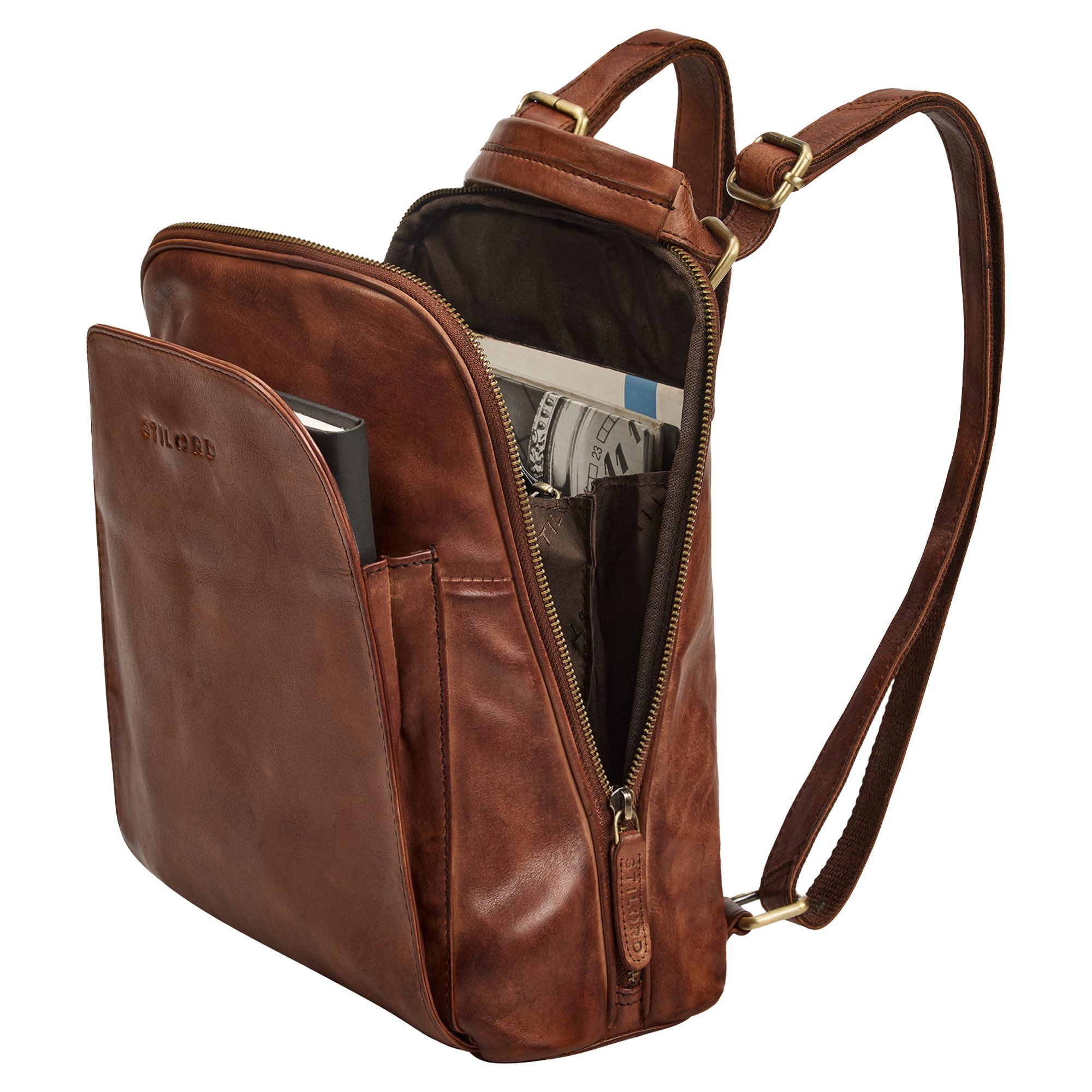 STILORD Cityrucksack "Ophelia" 2-in-1 Rucksack-Tasche Echt Leder Damen 10,9 Zoll