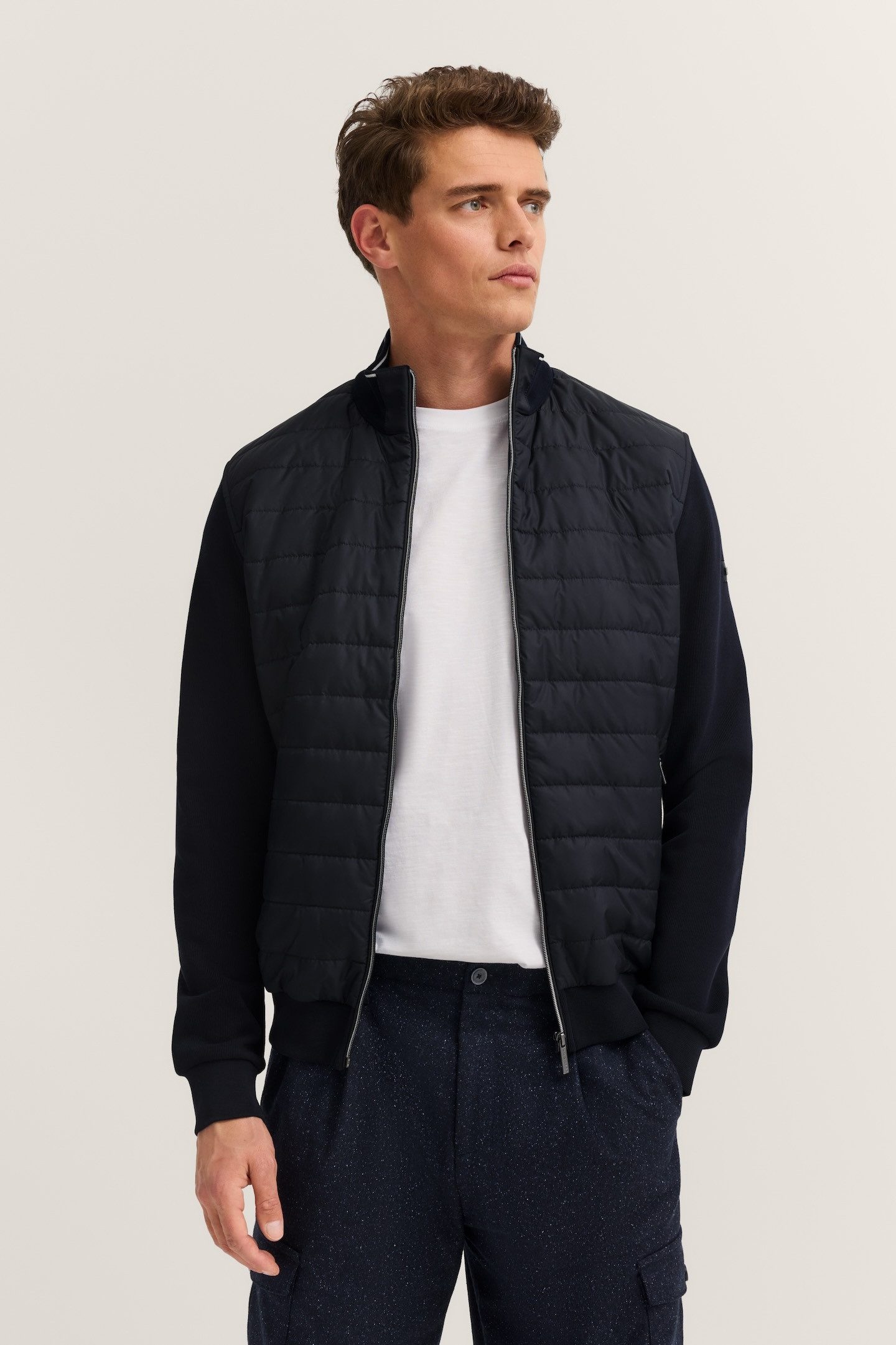 bugatti Sweatjacke Basic Essential Modern Fit in Stepp-Optik günstig online kaufen
