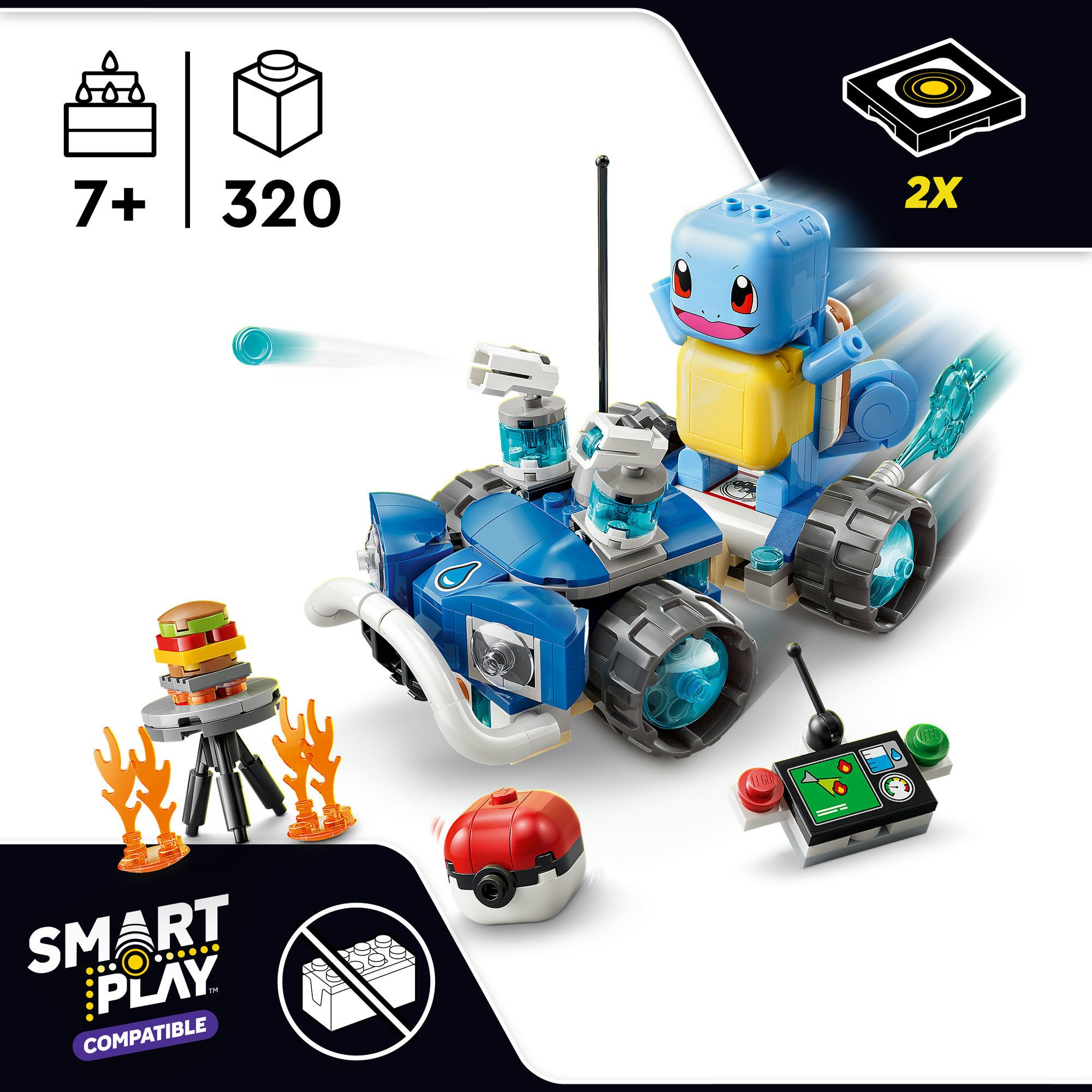 LEGO® SMART Play™ Trainer-Buggyabenteuer mit Schiggy (72156), LEGO Pokémon Konstruktionsspielsteine, (320 St), Mit SMART Brick kombatibel (nicht enthalten)