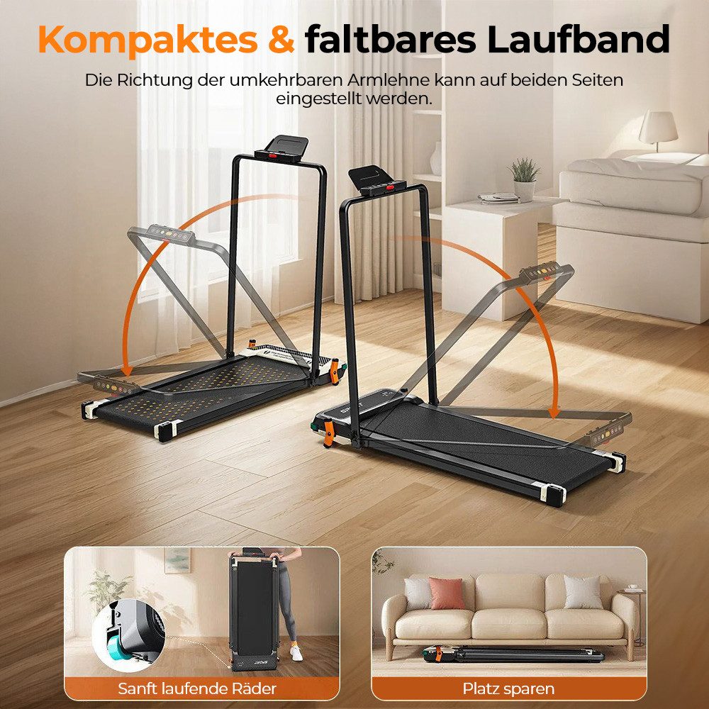 Akluer Laufband 520A-B Doppelseitiges Laufband mit Griff, 2,5-PS-Motor, 1-10 km/h, Max.4 mph, manuelle Neigungsverstellung&Fußmassagegerät, bis 150 kg