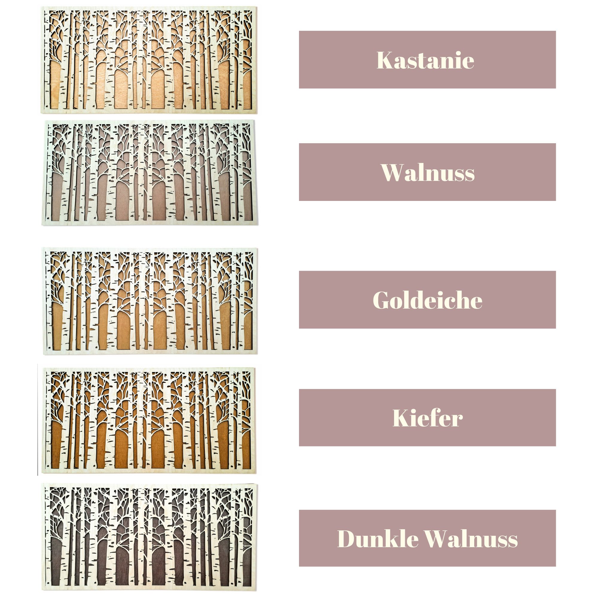 ORNAMENTI Wanddekoobjekt 3D WANDDEKO, Birken, Bäume, grosse moderne boho Holz, 2 Schichten (moderne Deko Anhanger, Wandsculptur, Holzbild, geschnitz Wandrelief, stilvolle Wanddekoration, Wandpaneel, Ornament, hingucker Wanddeko), Verzierung fur Zuhause, Wohnzimmer, Schlafzimmer, Wandkunst, 5 Größen