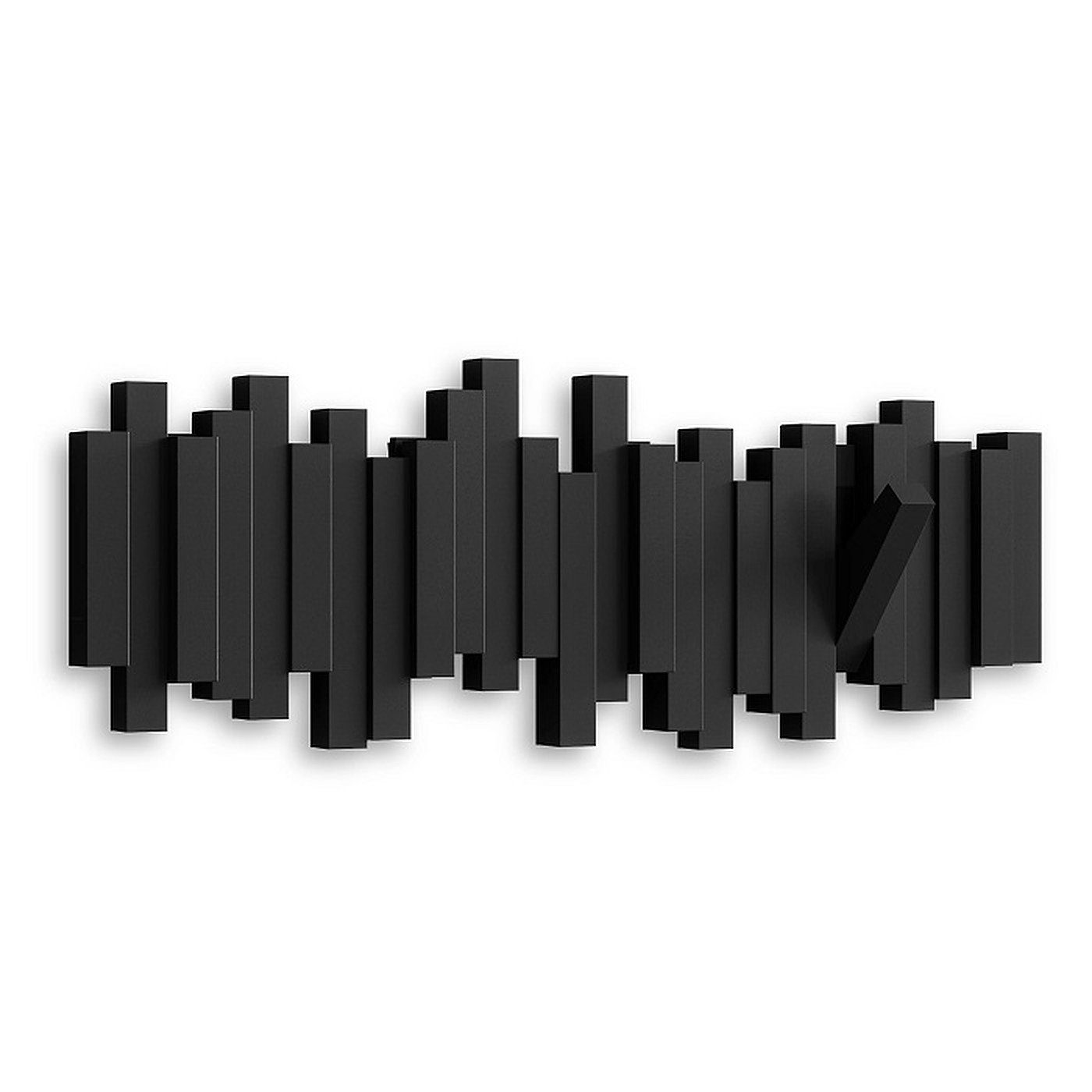 Umbra Garderobenleiste STICKS Multi HOOK platzsparende Garderobenleiste mit 5 Haken, 5 bewegliche Haken schwarz