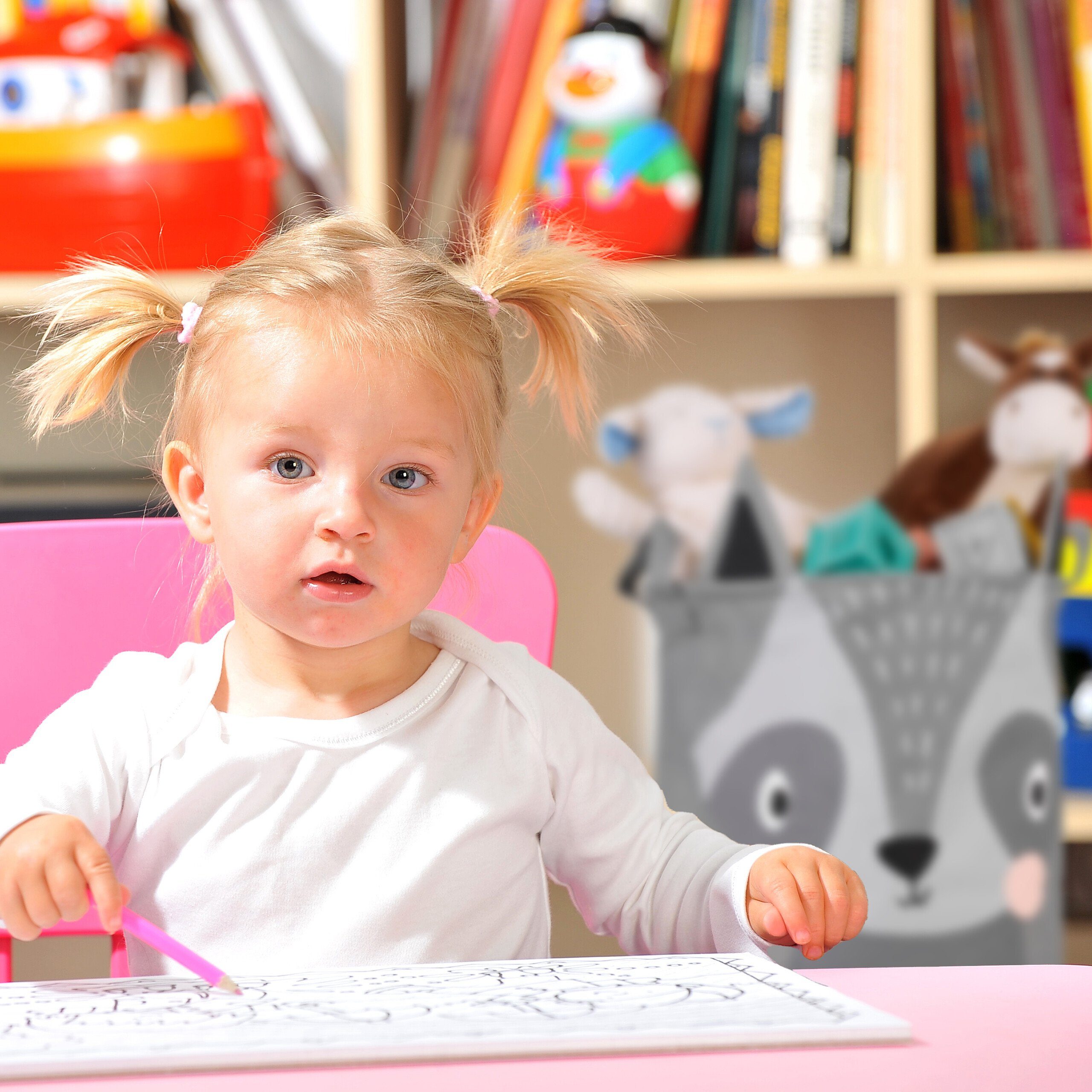 relaxdays Aufbewahrungskorb Kinder Aufbewahrungskorb Waschbärmotiv (1 St) – Bild 3 von 5