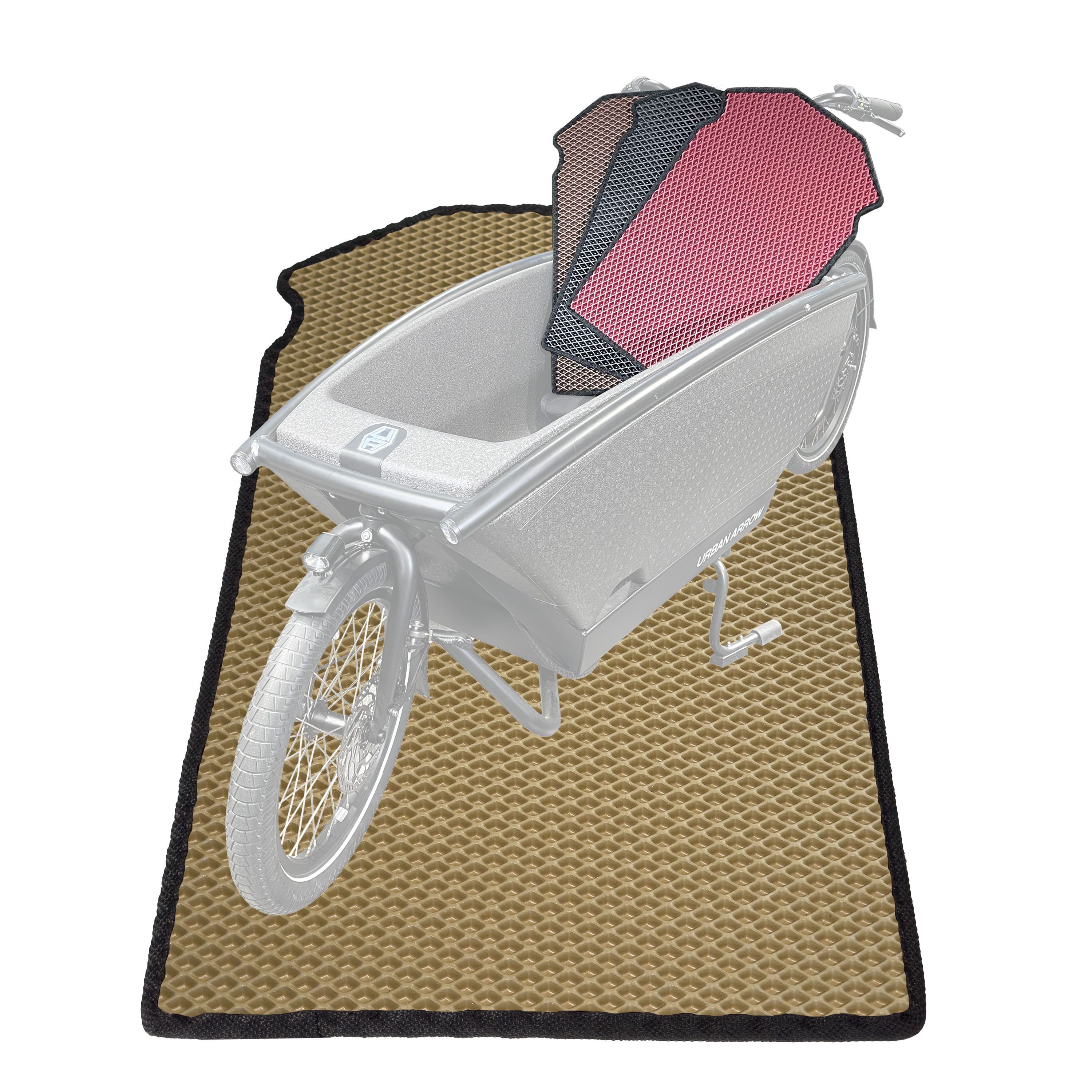 EVA Drive Bodenschutzmatte für Urban Arrow Family mit 1 Sitzbank - mit Einfassung, mit rutschfester, wasserabweisender Oberfläche