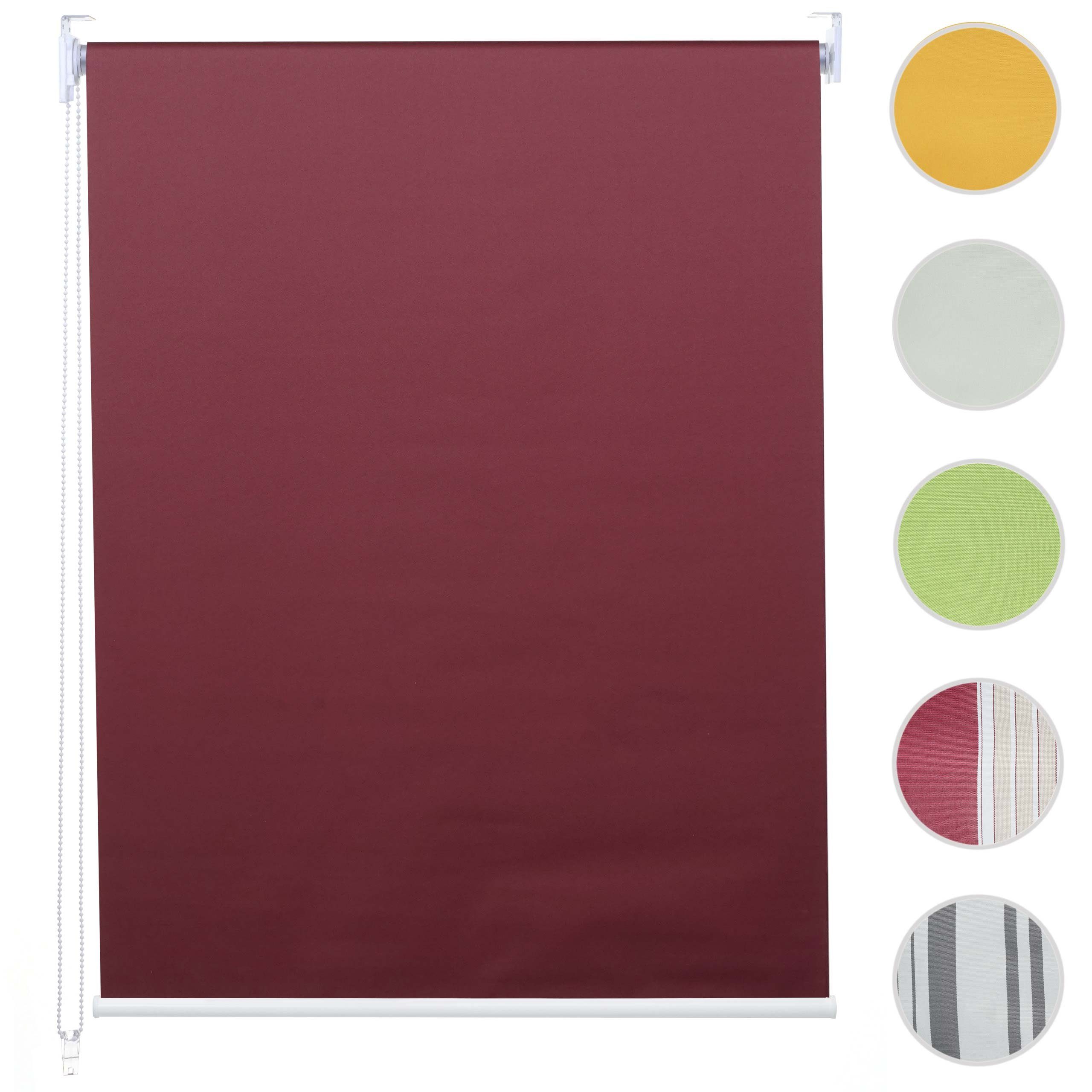 Seitenzugrollo MCW-D52-80x160, MCW, abdunkelnd, verschraubt, Kindersicherung, Kettenzug Thermobarriere, inkl. Bedienung bordeaux blickdicht, Bohrmontage, Stufenlose