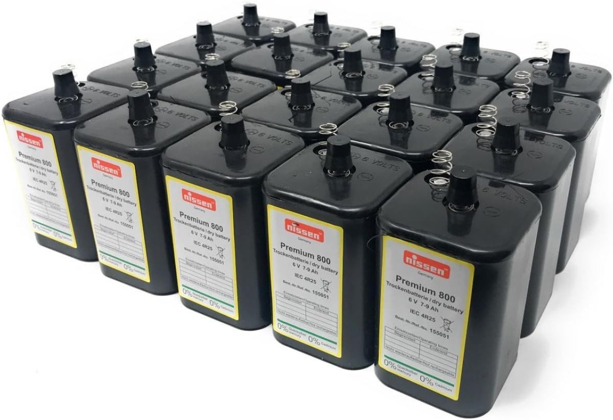 Nissen 20x 4R25 6V-Blockbatterie Ersatz für Nissen Laternenbatterie IEC 4R25 Batterie, 4R25 (6 V V, 1 St), Ersatz für Nissen Laternenbatterien