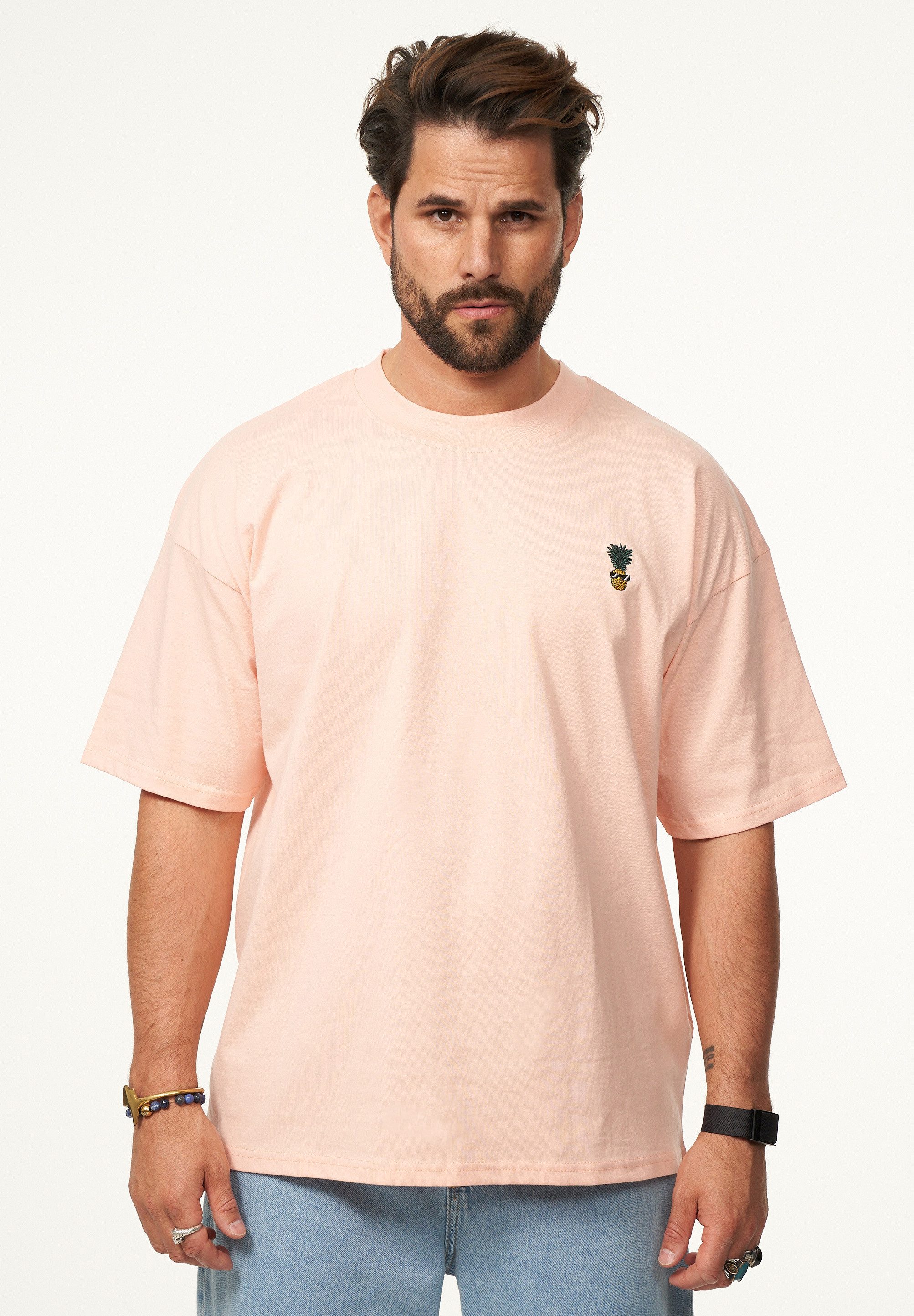 SOULSTAR T-Shirt mit Stickerei Herren Oversize-Fit Kurzarm Shirt mit Rundhals-Ausschnitt