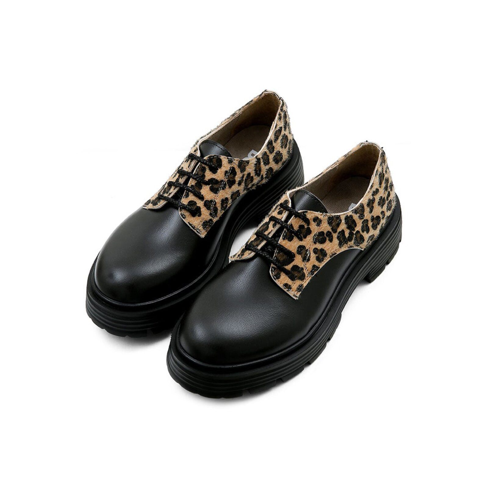 DOGO Brooklyn Black-Leo Damen Halbschuhe Ballerina Handgefertigt