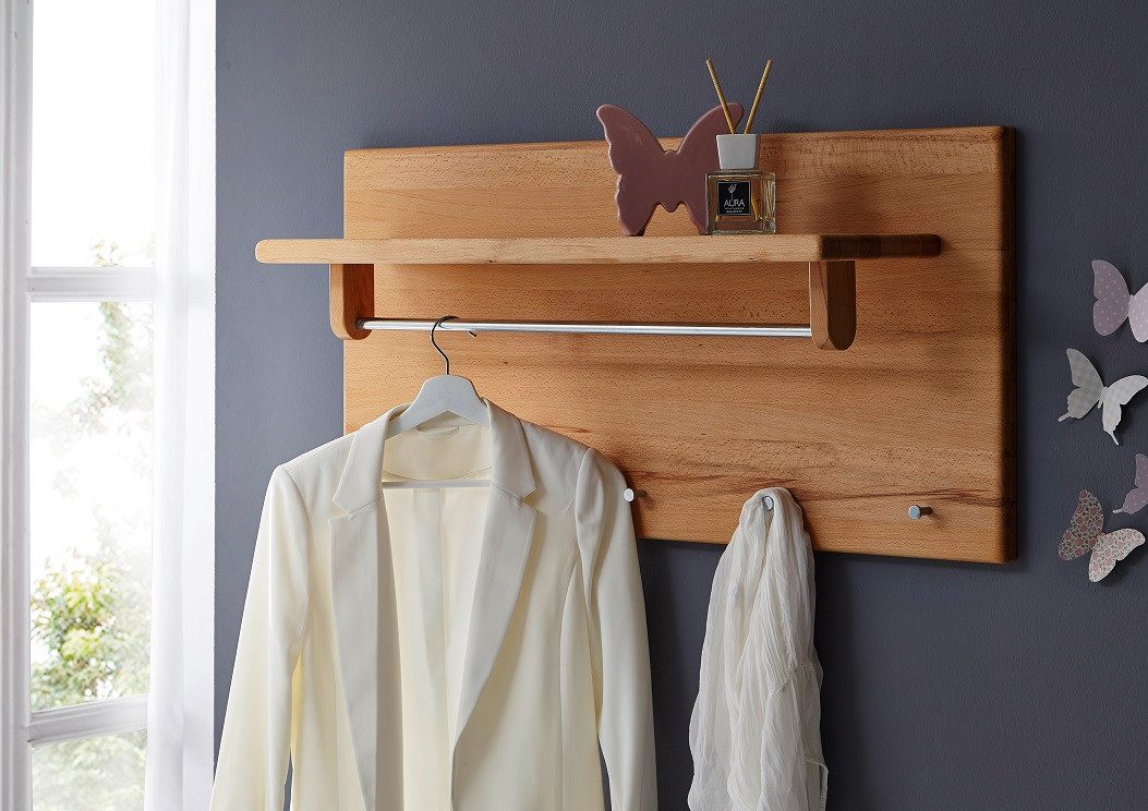 Main Möbel Wandgarderobe Wandgarderobe 100x50cm 'Bayreuth' Kernbuche massiv