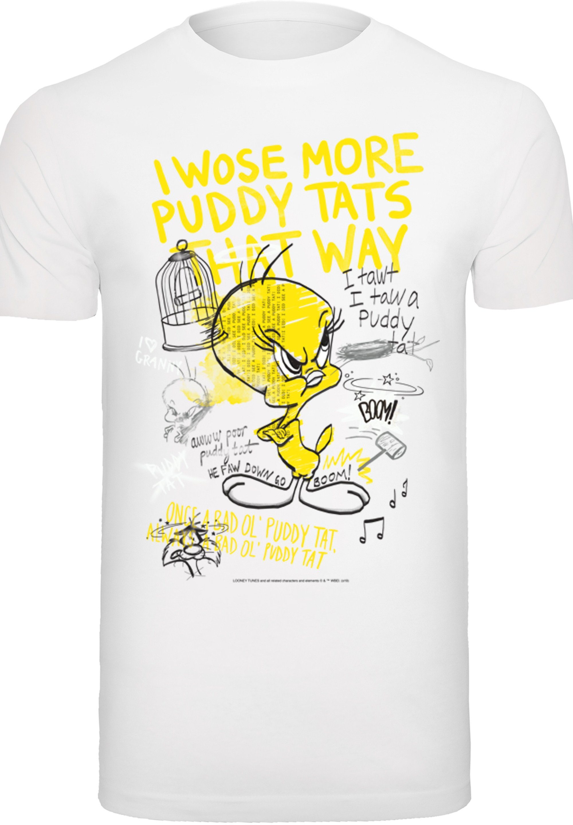 Tweety More Merch,Regular-Fit,Basic,Bedruckt Looney Pie T-Shirt Tats F4NT4STIC Tunes Herren,Premium Puddy