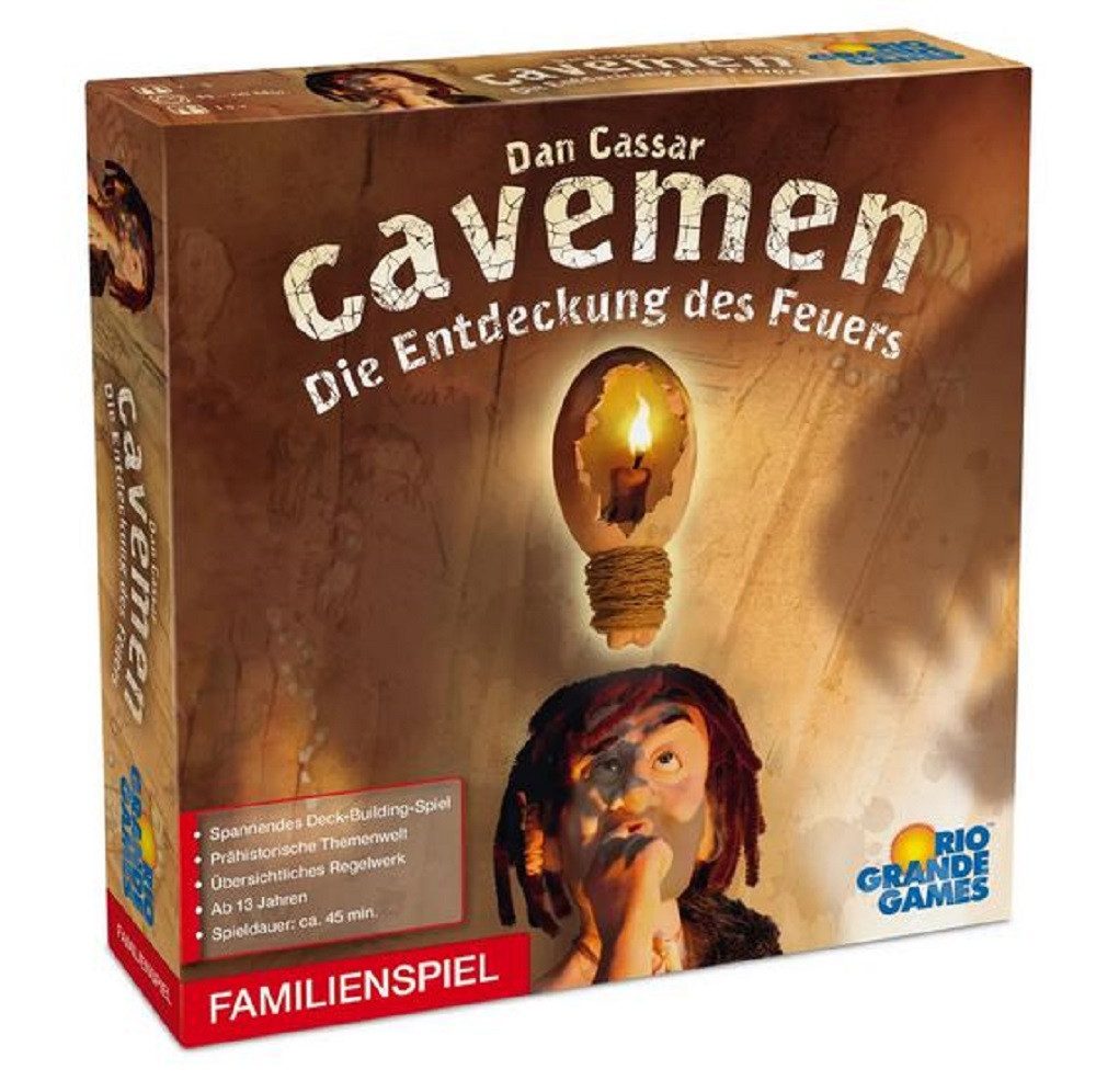 Rio Grande Games Spiel Cavemen, Höhlenmenschen, Die Entdeckung des Feuers, Kartenspiel, Familienspiel, Strategie Spiel, Bretspiel, Deutsch Sprache