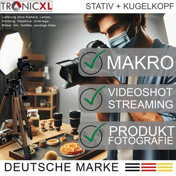 TronicXL Tripod Kamerastativ + Kugelkopf Stativ Kamera Produktfotografie Makro Dreibeinstativ (Höhenverstellbar, Schwenkarm)