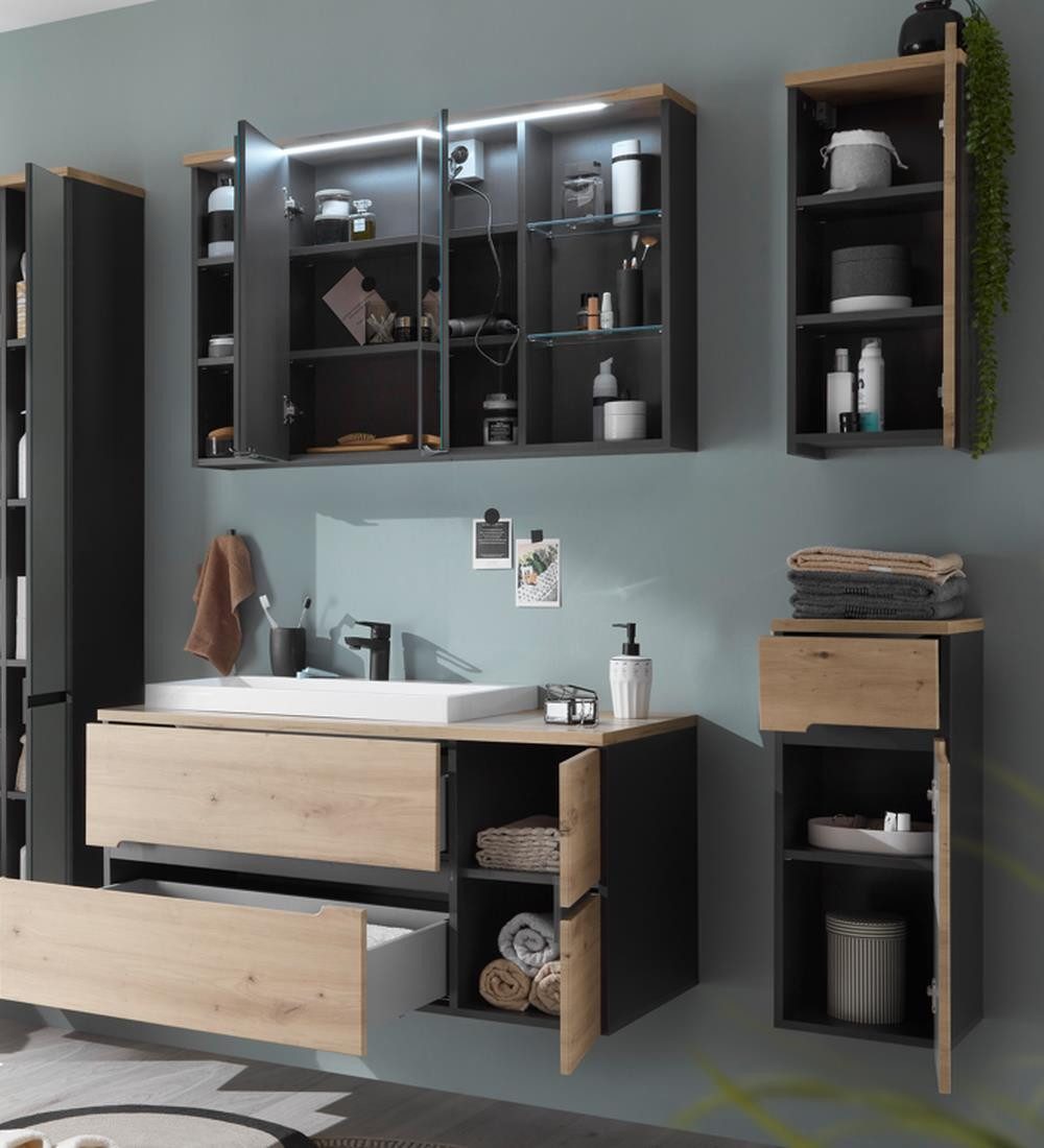 PREISBRECHER Badezimmer-Set Memphis, (4-tlg), (4-tlg) Grau günstig online kaufen