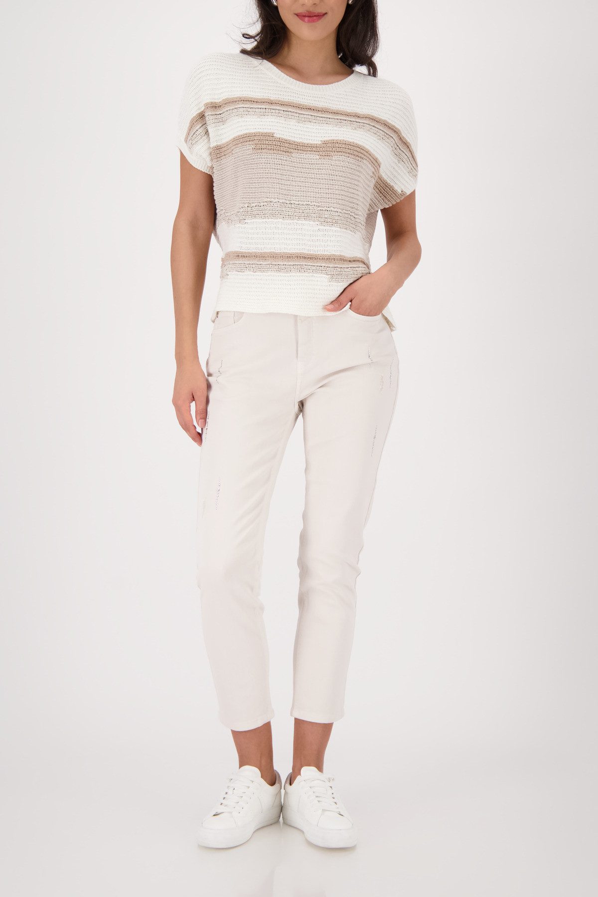 Monari Kurzarmpullover Strukturmix Regular fit mit Strukturmix