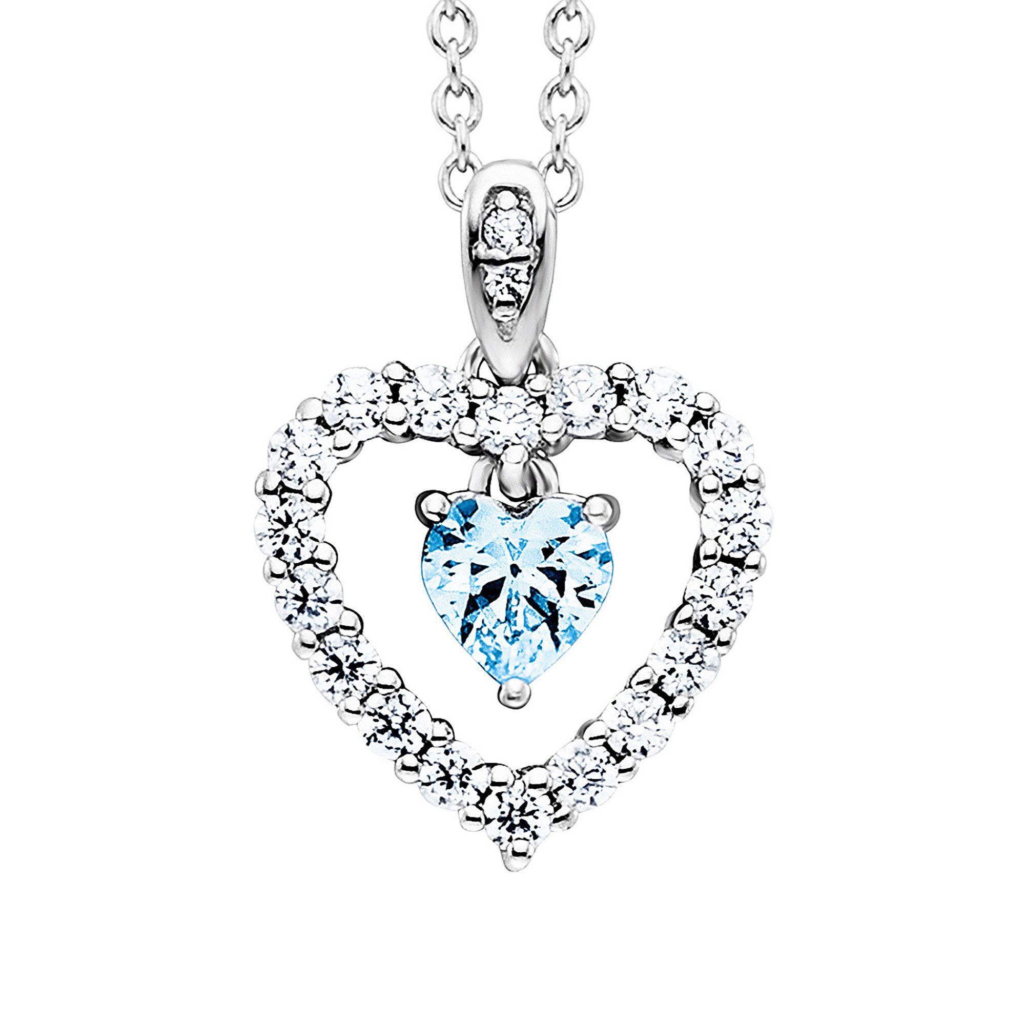 Julie Julsen Kette mit Anhänger 925 Silber rhodiniert Herz Zirkonia weiß bl günstig online kaufen