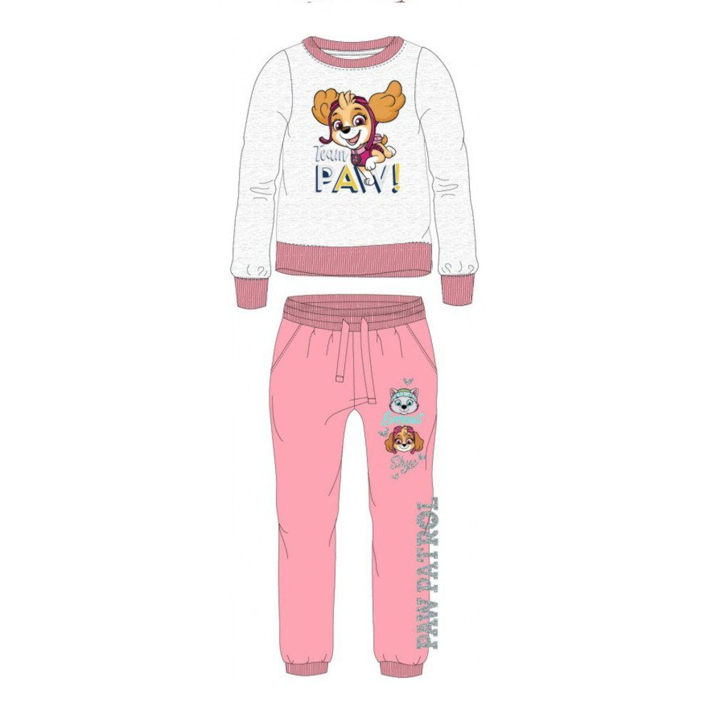 PAW PATROL Shirt & Hose Freizeit- / Trainingsanzug PAW Patrol mit Skye "Team PAW!"" grau-pink (Set, 2-tlg., 2-teilig)