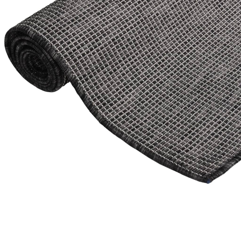 vidaXL Teppich Outdoor-Teppich Flachgewebe 100x200 cm Grau, Rechteckig – Bild 3 von 5