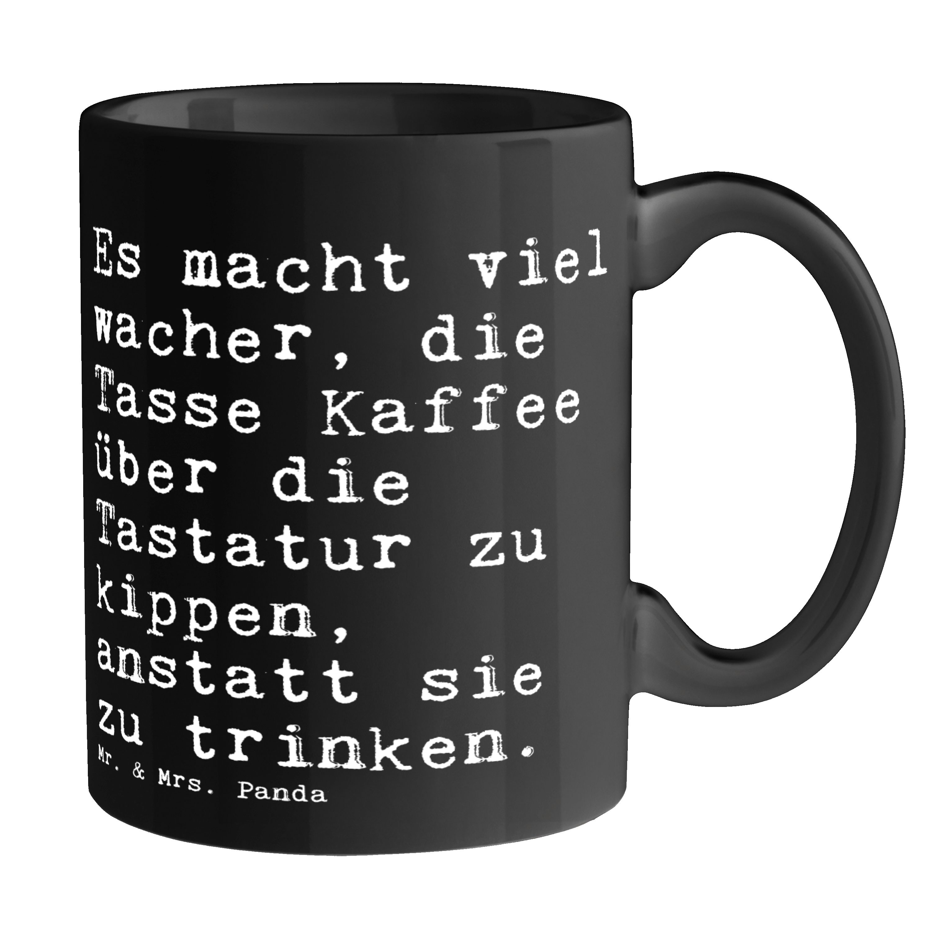 Mr. & Mrs. Panda Tasse Es macht viel wacher,... - Schwarz - Geschenk, Chefin, Frühstück, Zit, Keramik Schwarz