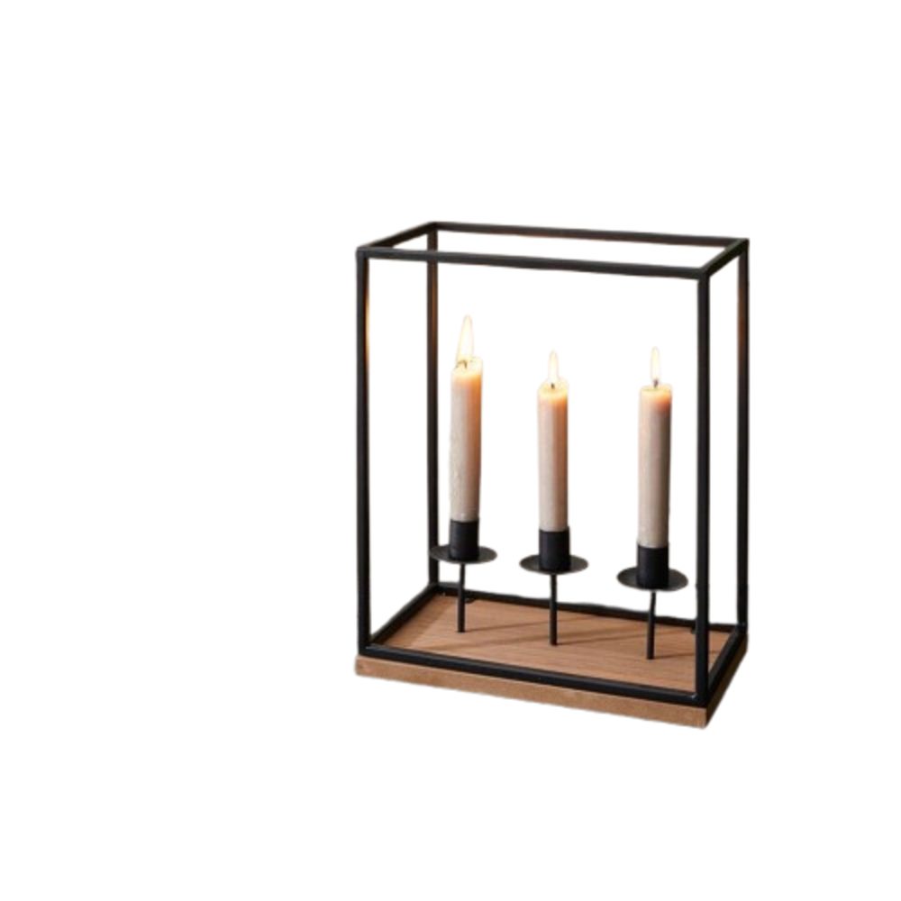Home-trends24.de Kerzenhalter Stabkerzenhalter Kerzenhalter Kerzenständer Deko Schwarz Holz Metall