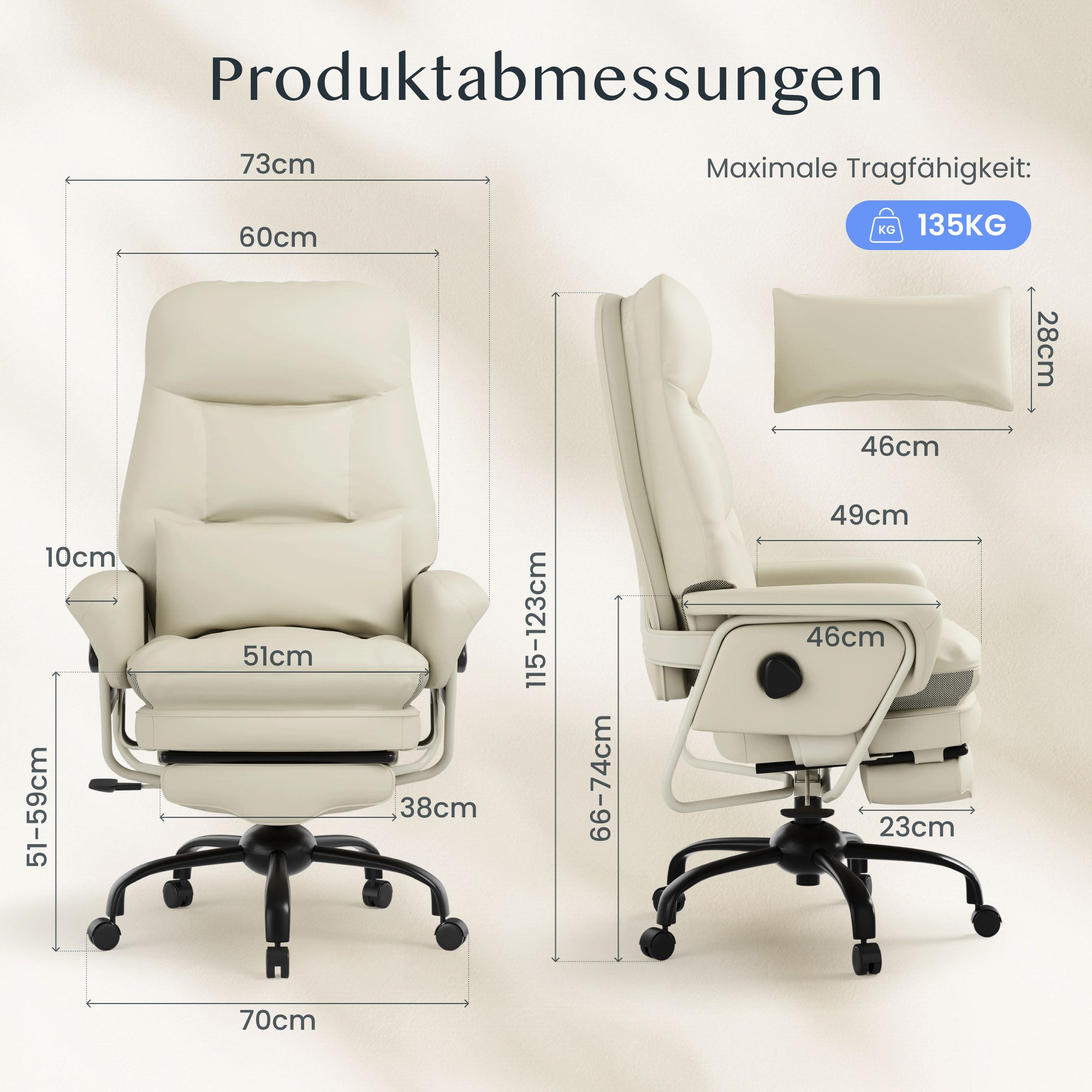 FLEXISPOT Drehstuhl 3-in-1 Ergonomischer Relax- & Bürostuhl mit Liegefunktion (160° Liegefunktion, Ausziehbarer Fußstütze, Dickem PU-Komfortpolster und Höhenver – Bild 5 von 5