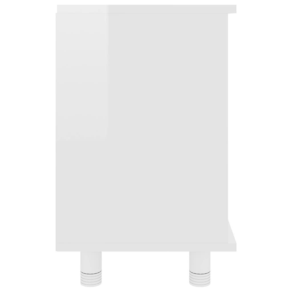 Holzwerkstoff, 60x32x53,5 Badezimmerschrank Hochglanz-Weiß cm vidaXL Badezimmer-Set (1-St)