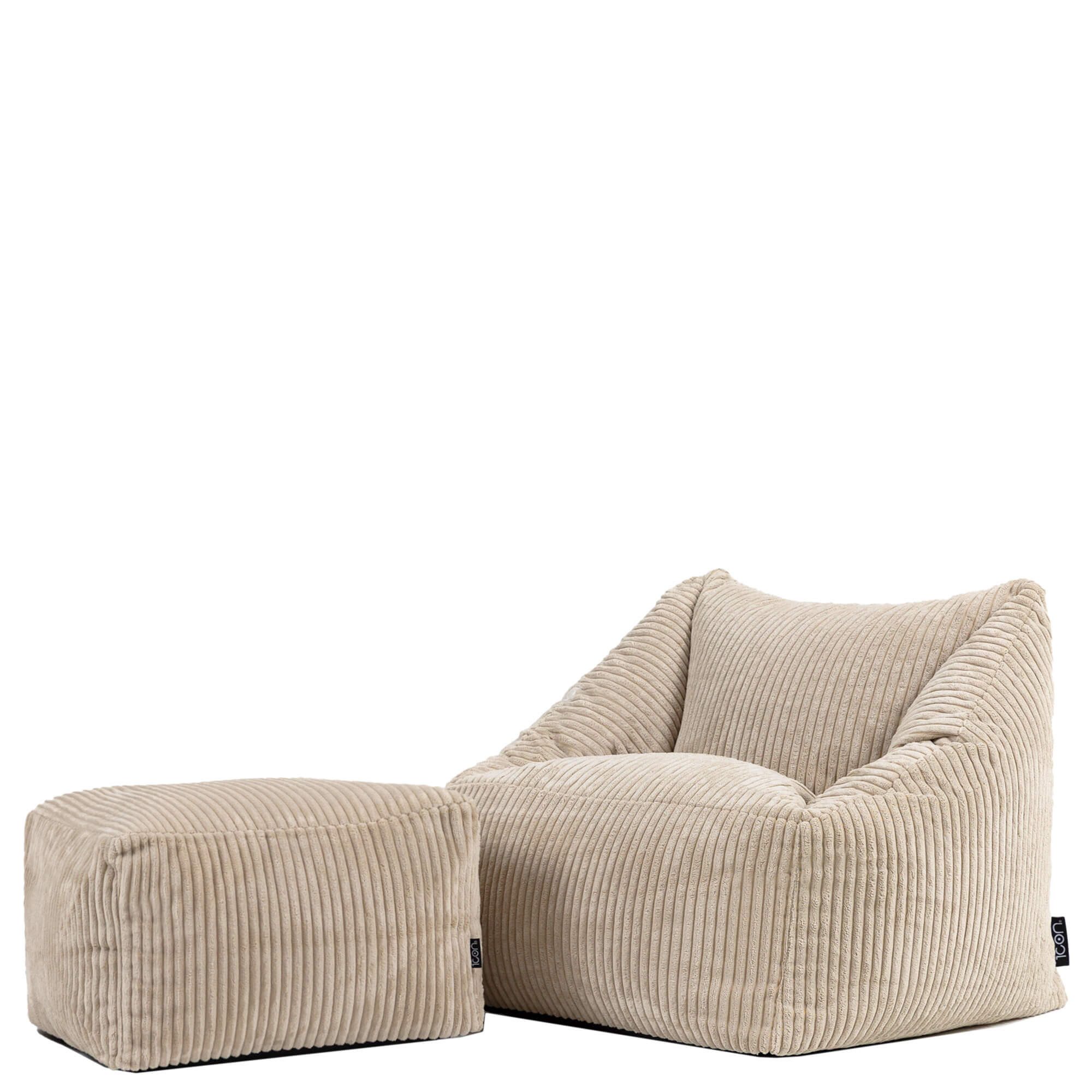 icon Sitzsack Kinder aus Cord flauschig mit Hocker „Natalia“ (Spar-Set, 1 x günstig online kaufen