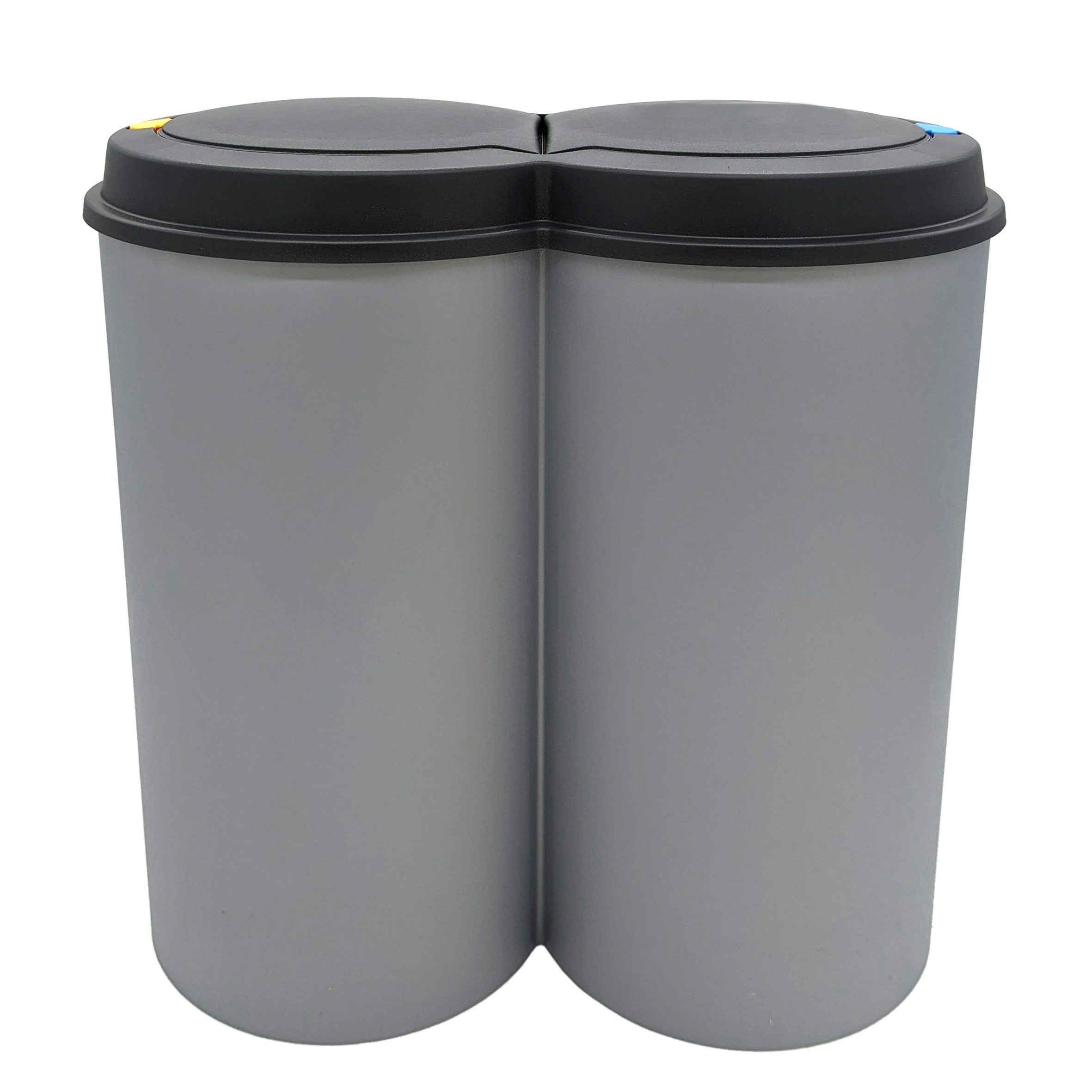 Spetebo Mülleimer Abfalleimer 2x25 Liter Duo Bin Doppel Müll Eimer Abfall Trenner, Deckel mit Druckknopf