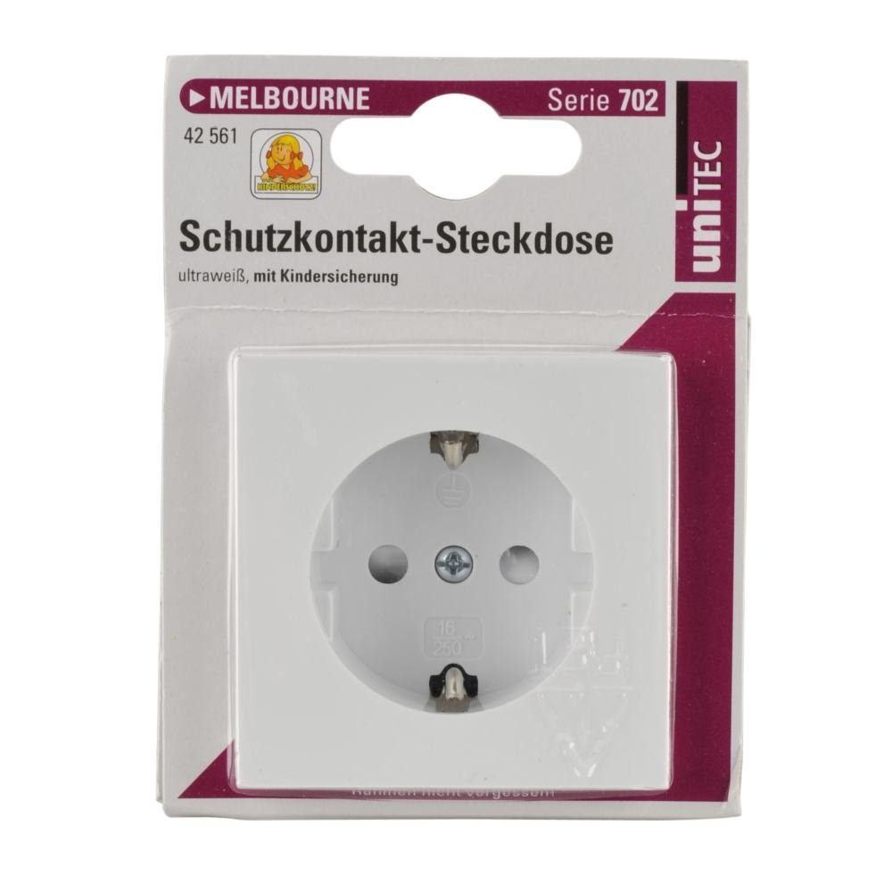 UNITEC Lichtschalter Unitec Steckdose mit Berührschutz ultraweiß, Serie