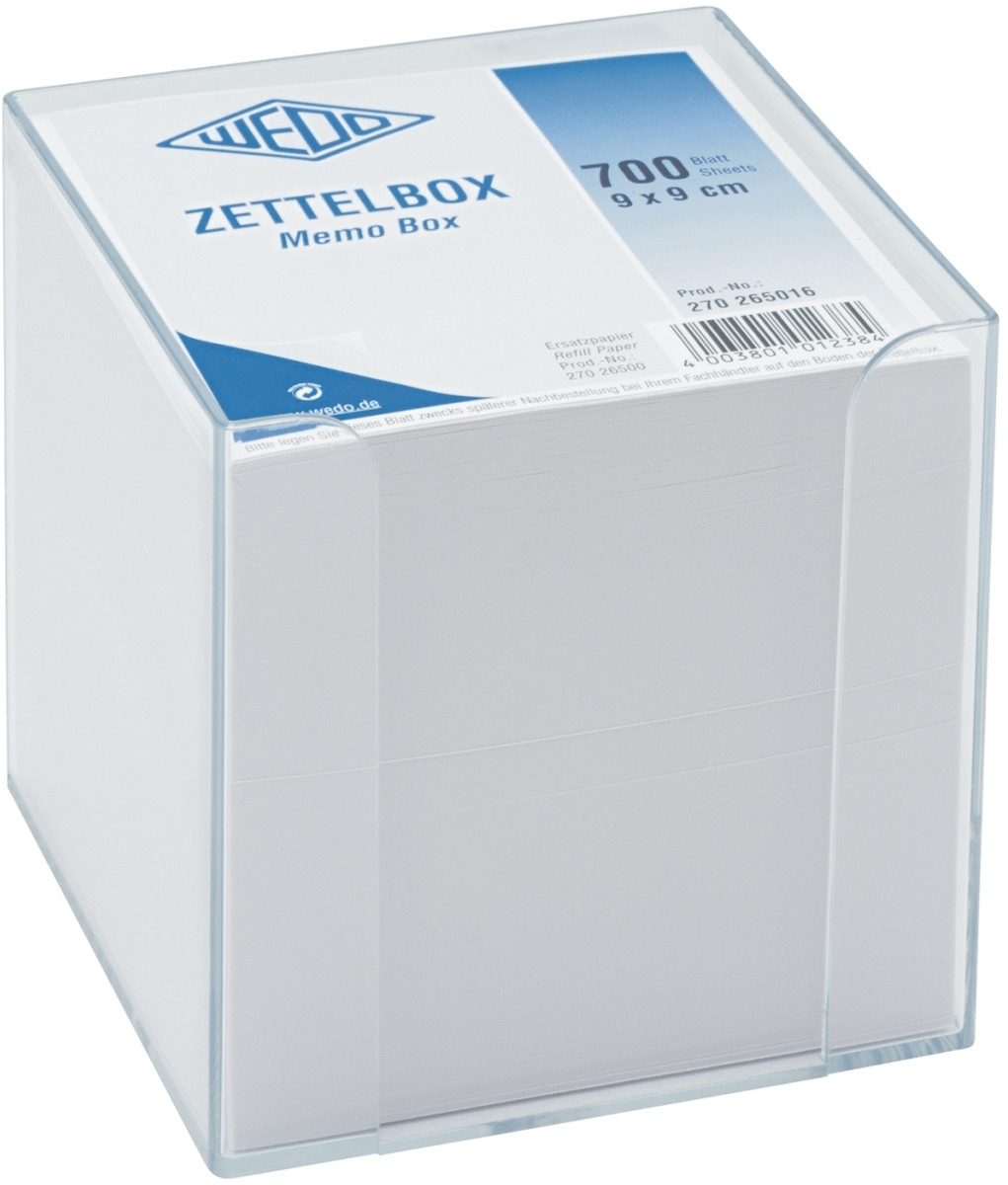 Notizzettel Zettelbox 9,5x9,5cm glasklar