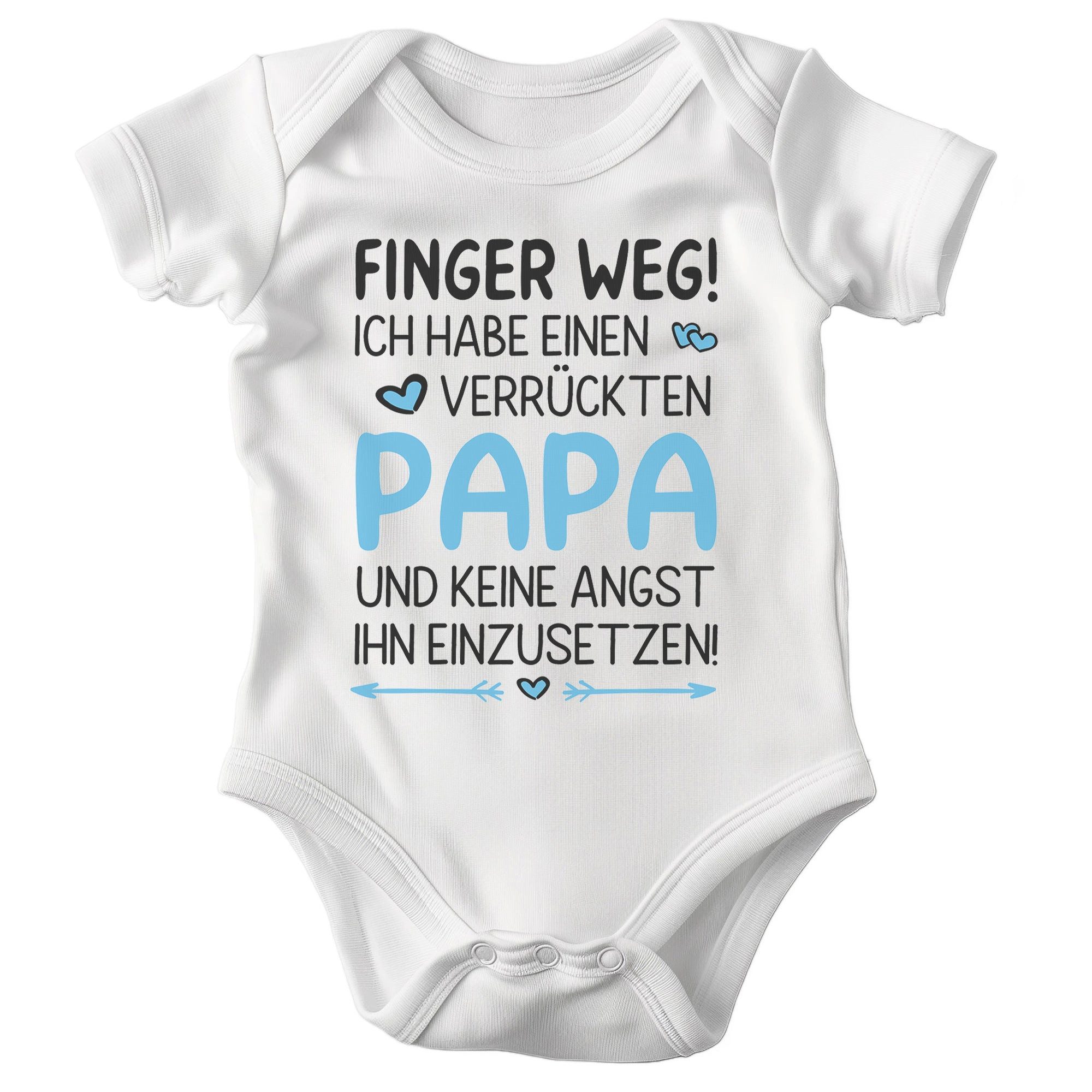 22Feels Kurzarmbody Bio Jungen Babybody Weiß Finger weg Papa Blau Geschenk Taufe Babyparty BIO-Baumwolle - In Deutschland Bedruckt - Niedlicher Print