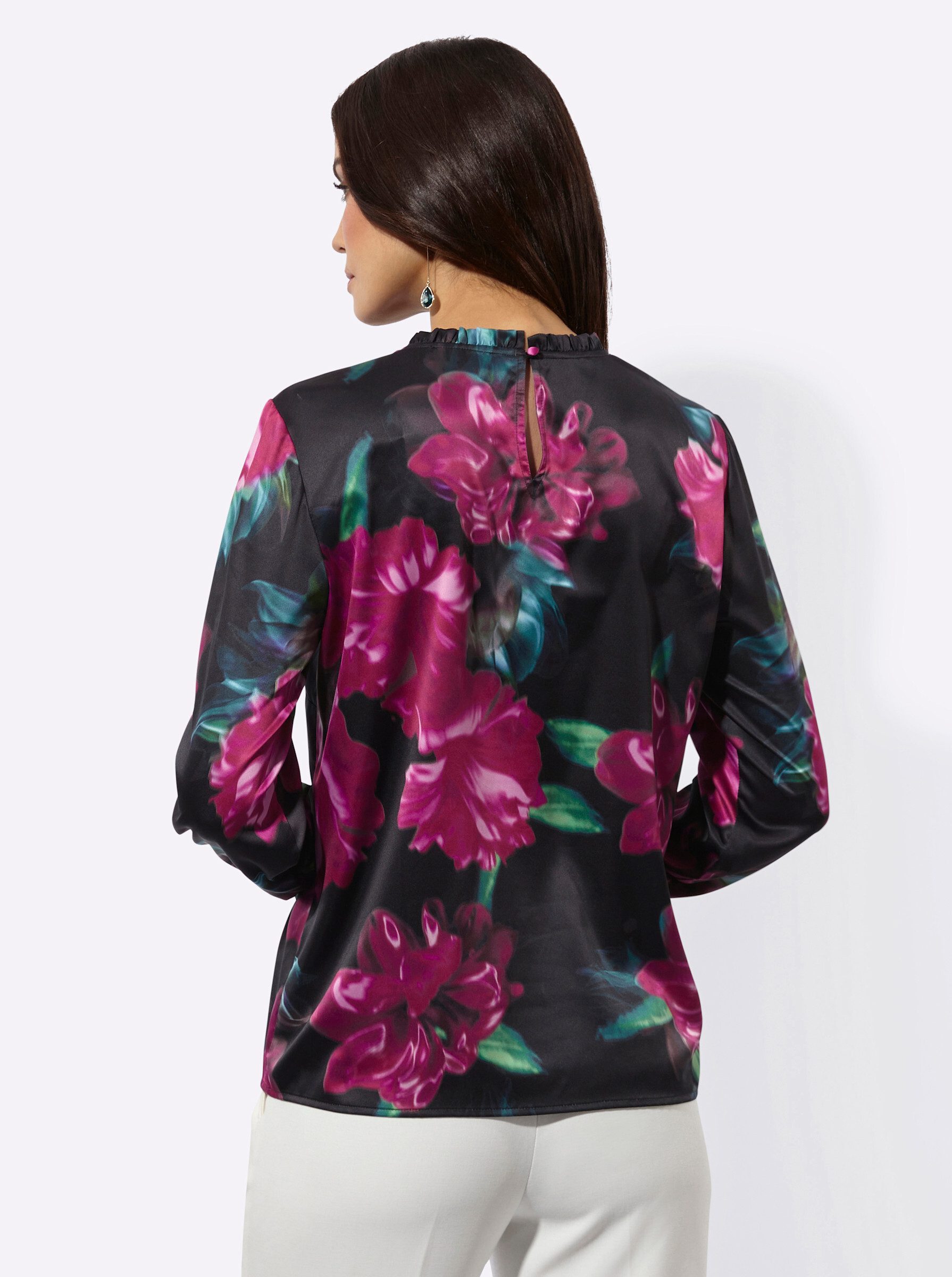 creation L Klassische Bluse Satin-Bluse Langarm