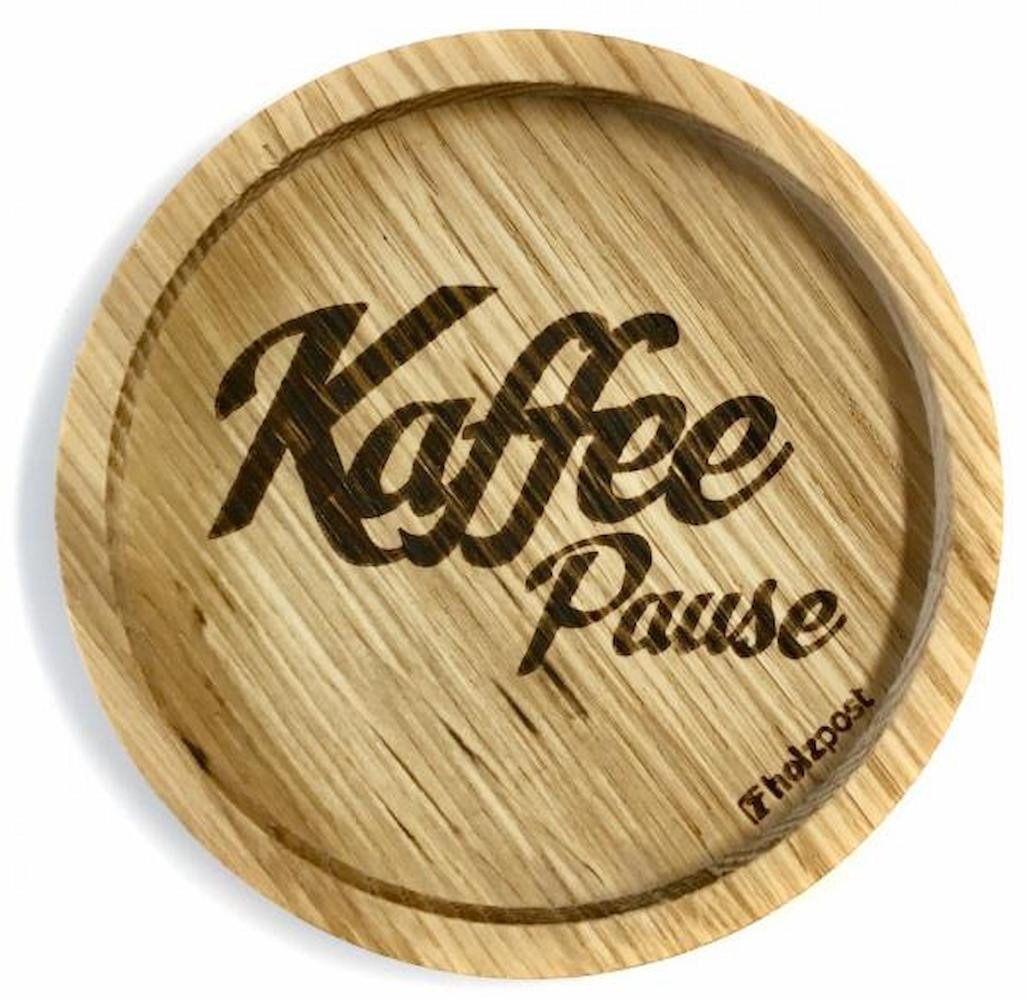 holzpost GmbH Подставки для напитков KaffeePause, 1-tlg., massives Eichenholz, Runde Einkerbung