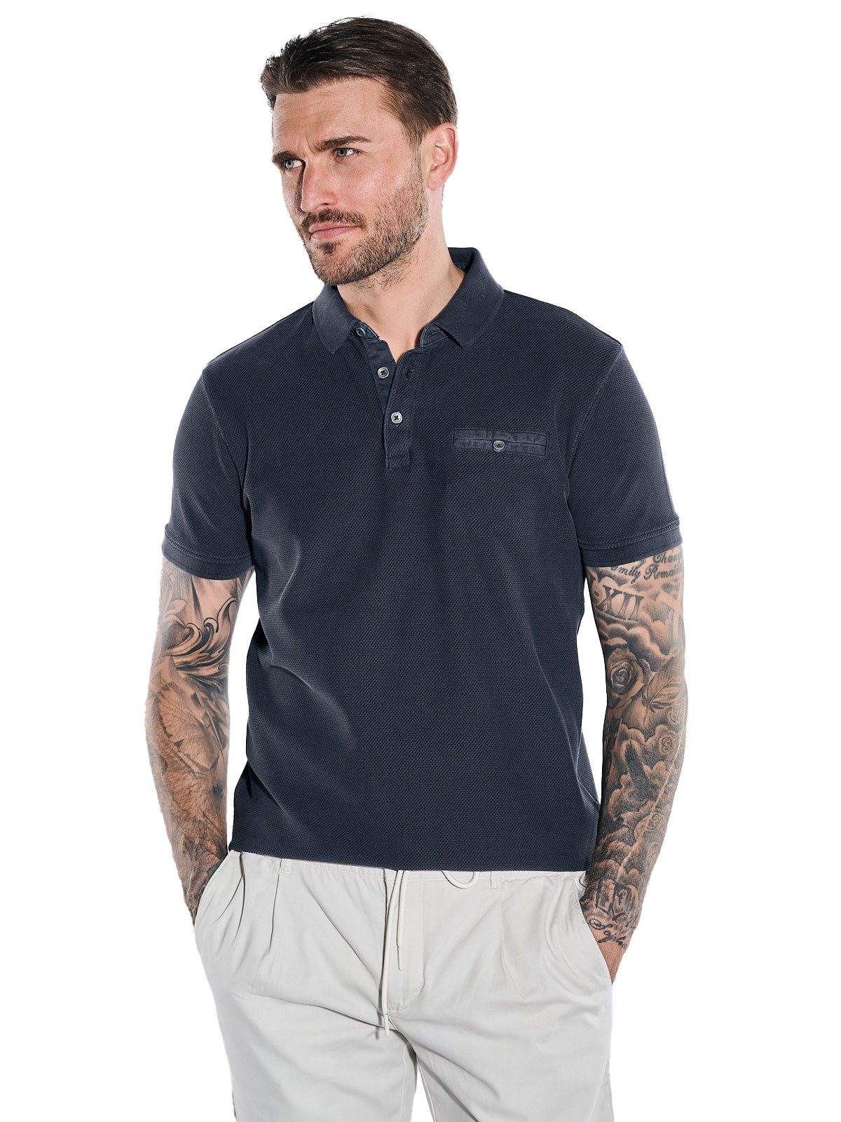 emilio adani Poloshirt emilio adani Herren Polo-Shirt uni, Saphirblau