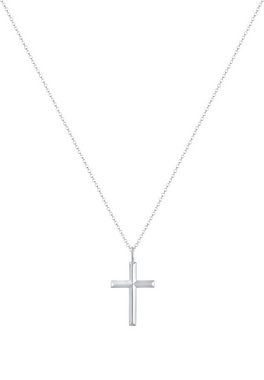 Kuzzoi Lange Kette Herren mit Kreuz Oxidiert Massiv 925 Silber, Kreuz