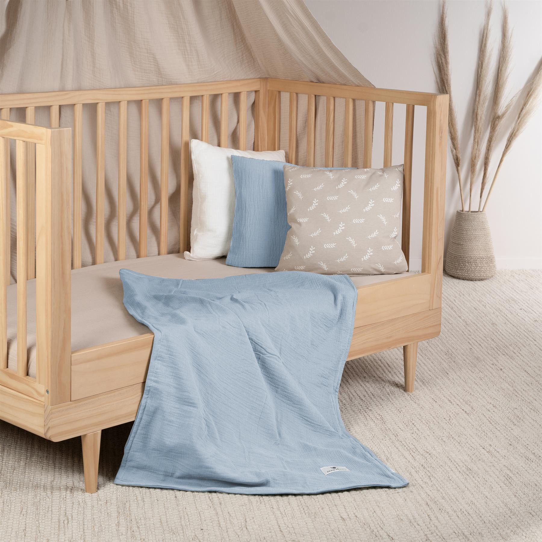 Babydecke denim Kuscheldecke Musselin 70x100, Julius Zöllner, Kuscheldecke Musselin 70x100