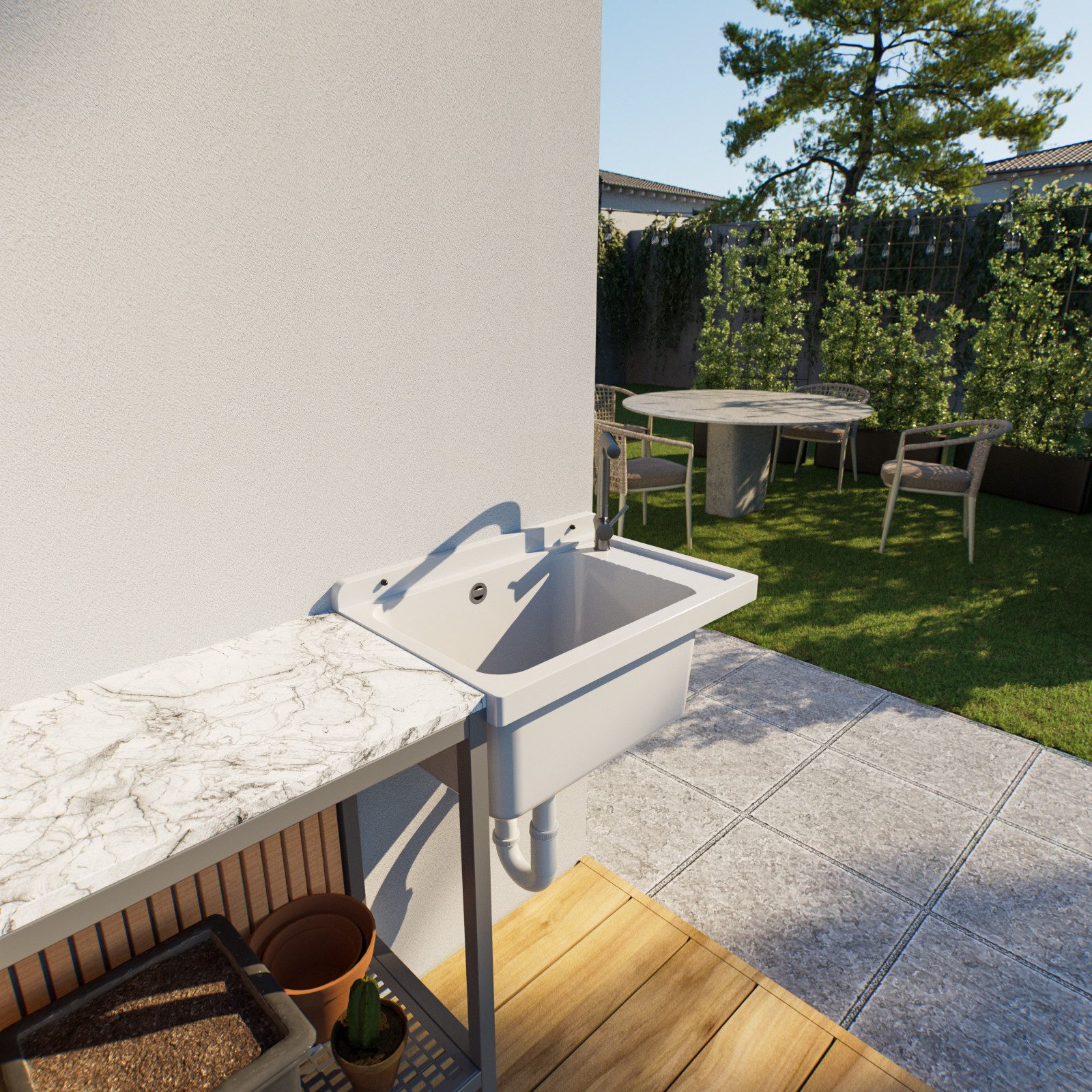 Thumbnail - QLS Küchenspüle SELVA, Kunststoff-Spülbecken, 58x38 cm Ausgussbecken Spülbecken Waschbecken Garten Garage Werkstatt