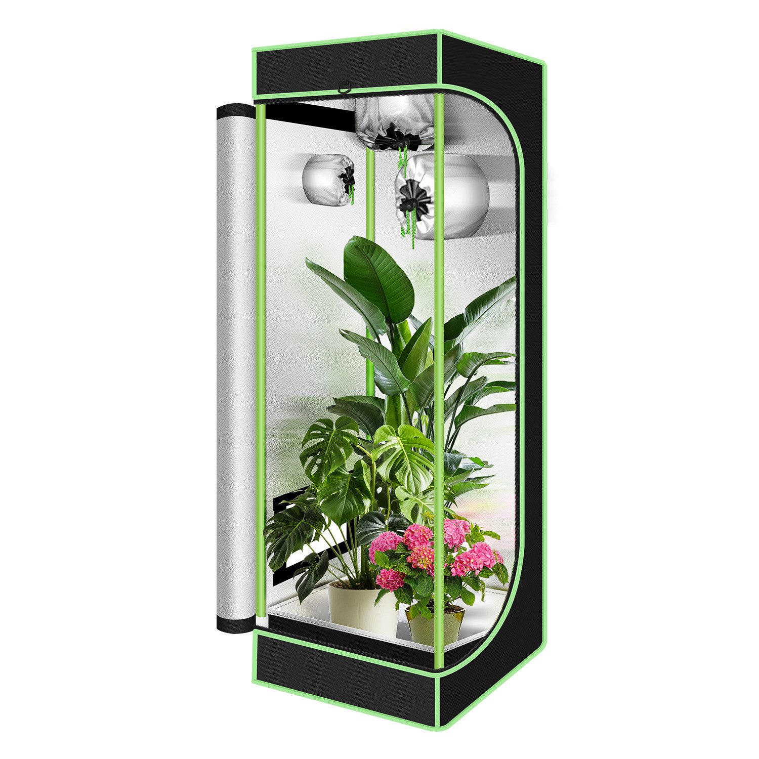 Clanmacy Gewächshaus Growbox Growzelt Gewächszelt 600D Indoor Pflanzenzelt Größe wählbar
