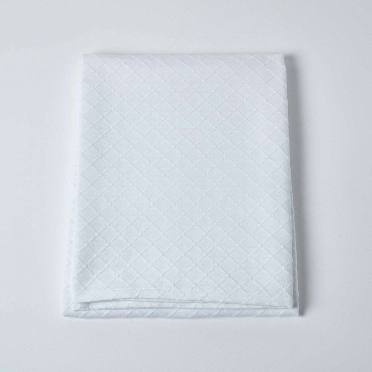 Plaid Weiße Tagesdecke mit Diamant-Muster, 230 x 260 cm, Homescapes