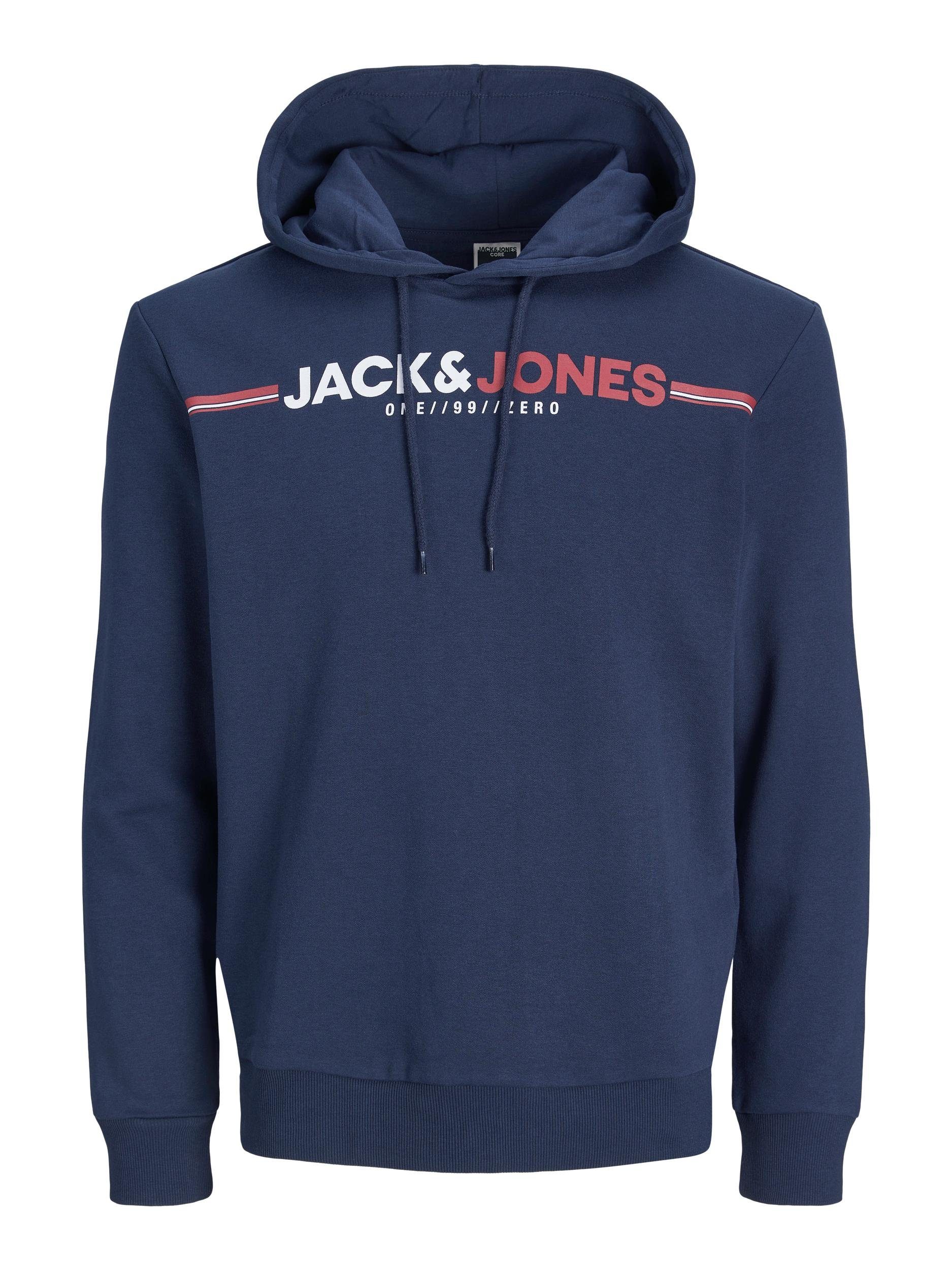 Jack & Jones Hoodie Pullover Sweatshirt Frederik mit Frontprint in blau