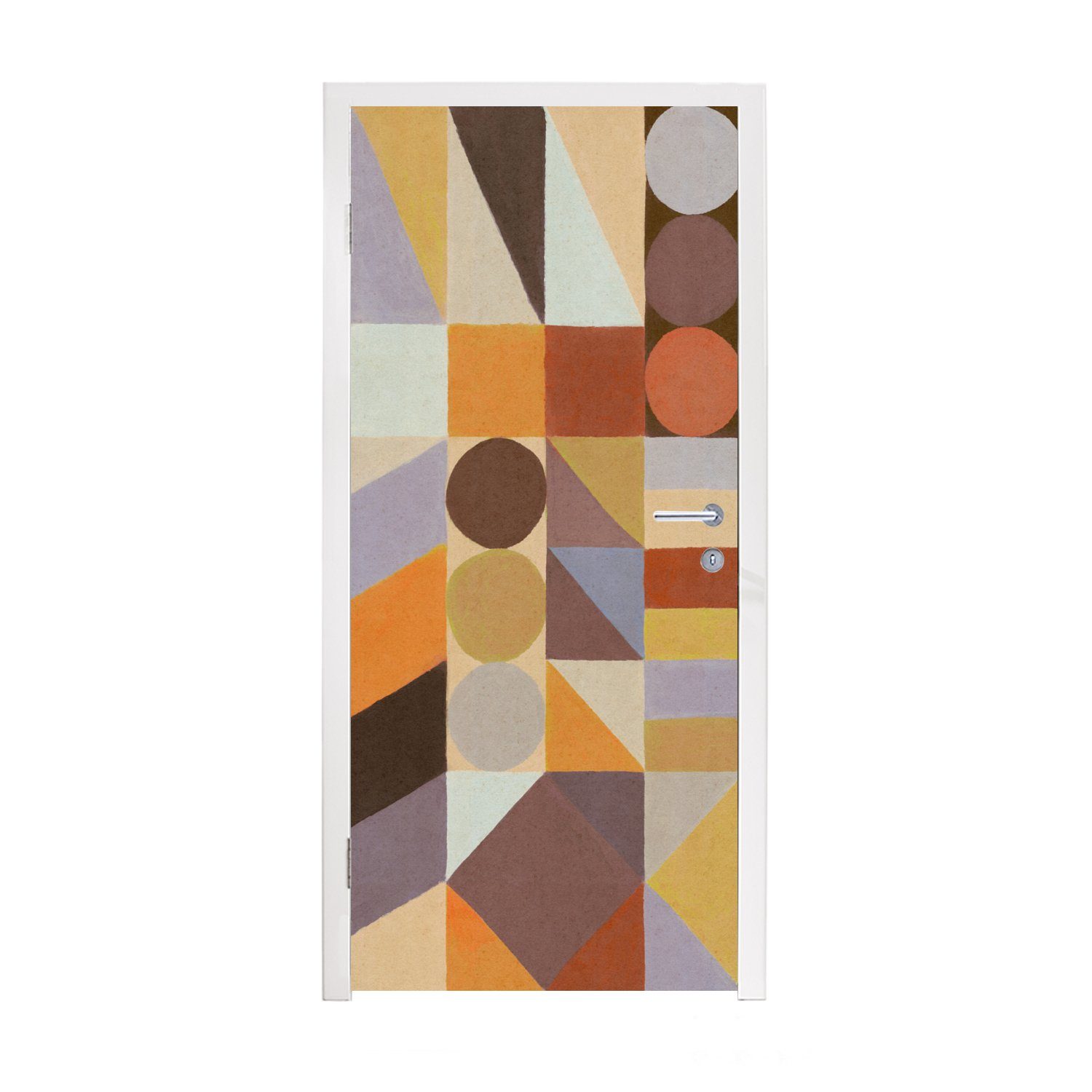 MuchoWow Türtapete Geometrie - bedruckt, Farben St), Tür, Fototapete Pastell, Türaufkleber, 75x205 cm - - Matt, Formen (1 für