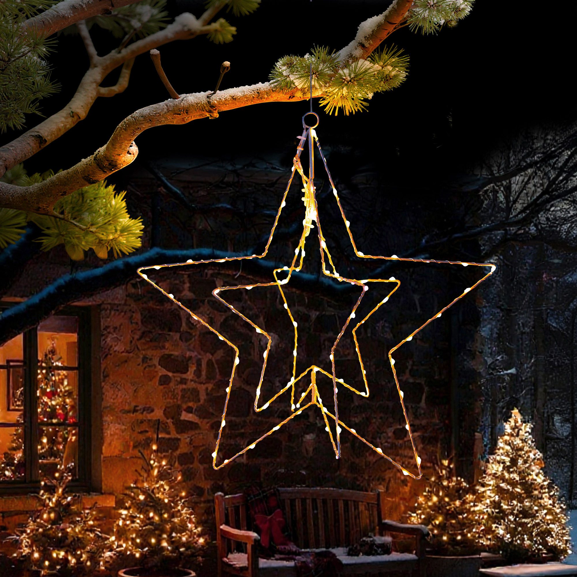 Arnusa LED Stern Leuchtstern Weihnachtsstern zum Aufhängen 45cm mit Timer 9 günstig online kaufen