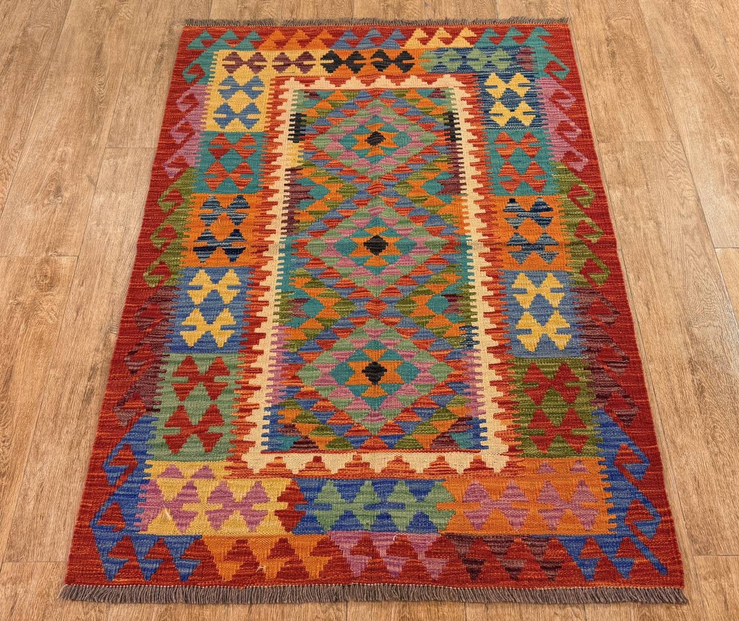 Rug Studios Teppich KELIM ORIGINAL HANDGEARBEITET, Rechteckig, Höhe: 5 mm, Handgefertigt, 104 x 150 cm, Multi